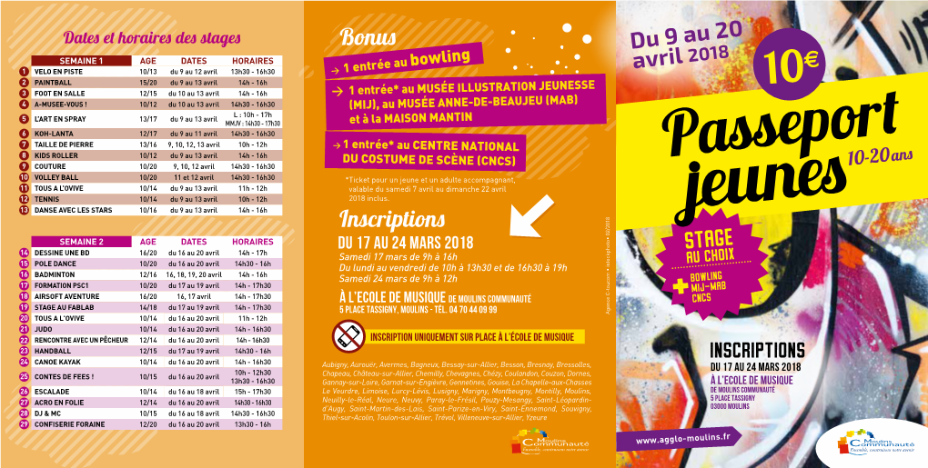 Bonus Inscriptions Du 9 Au 20 Avril 2018