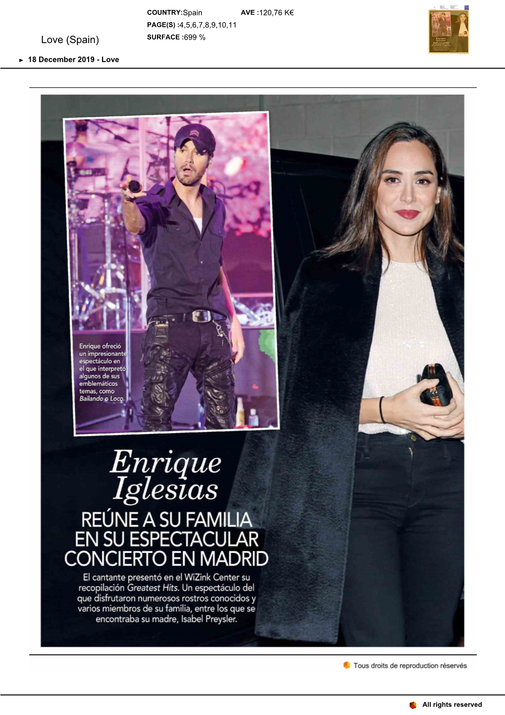 Enrique Iglesias REÚNEASU FAMILIA EN SUESPECTACULAR CONCIERTOEN MADRID El Cantante Presento En El Wilink Center Su Recopilación Greatest Hits
