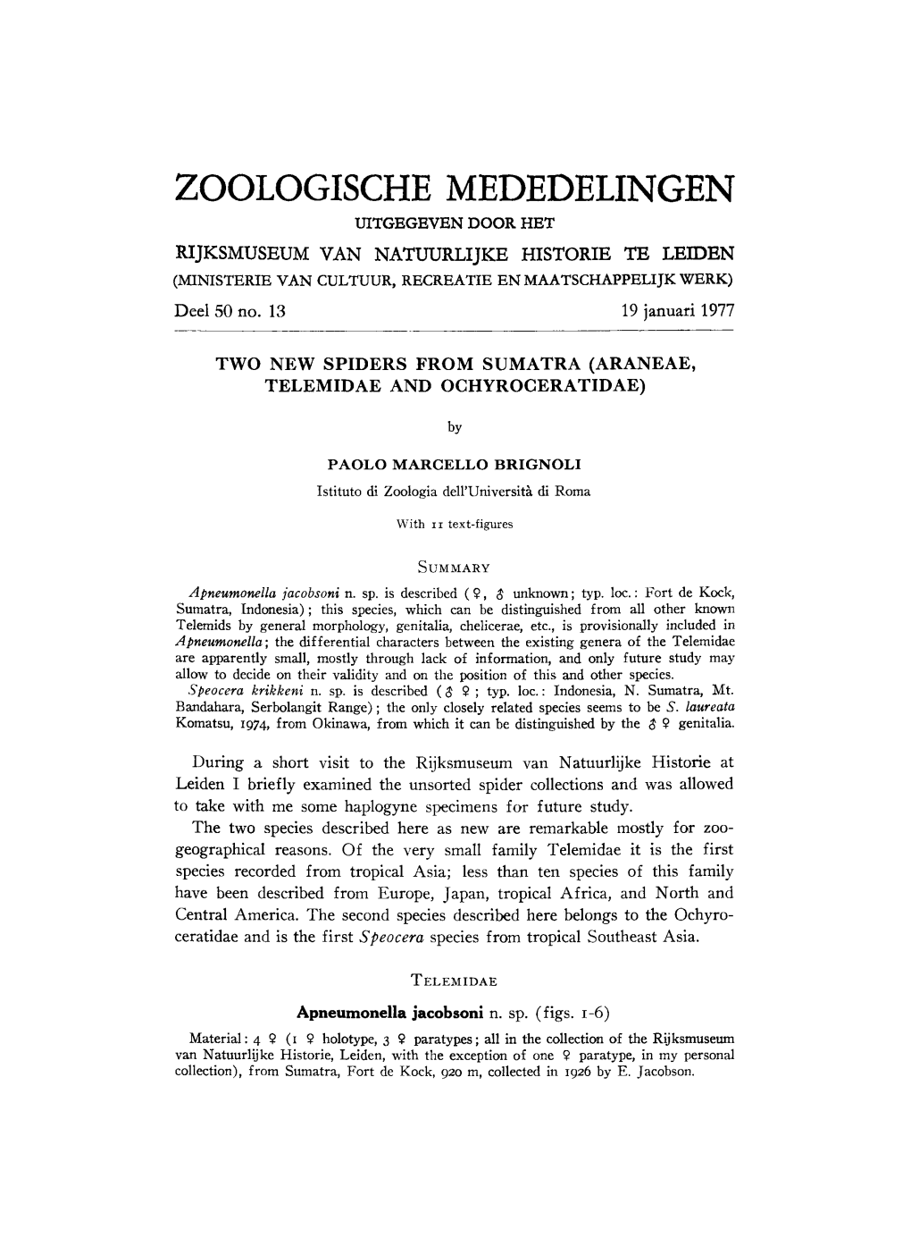 Zoologische Mededelingen