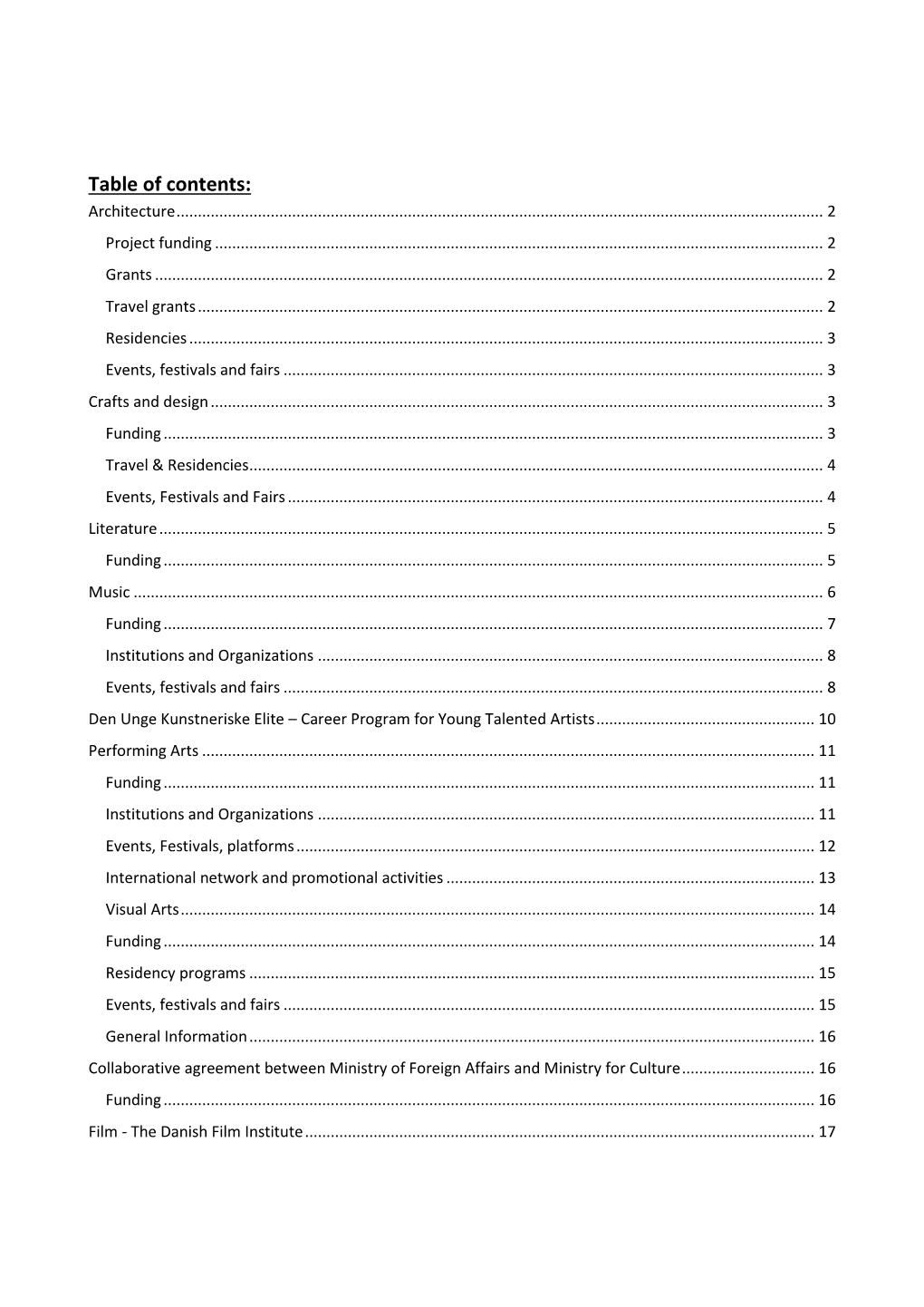 Table of Contents: Architecture