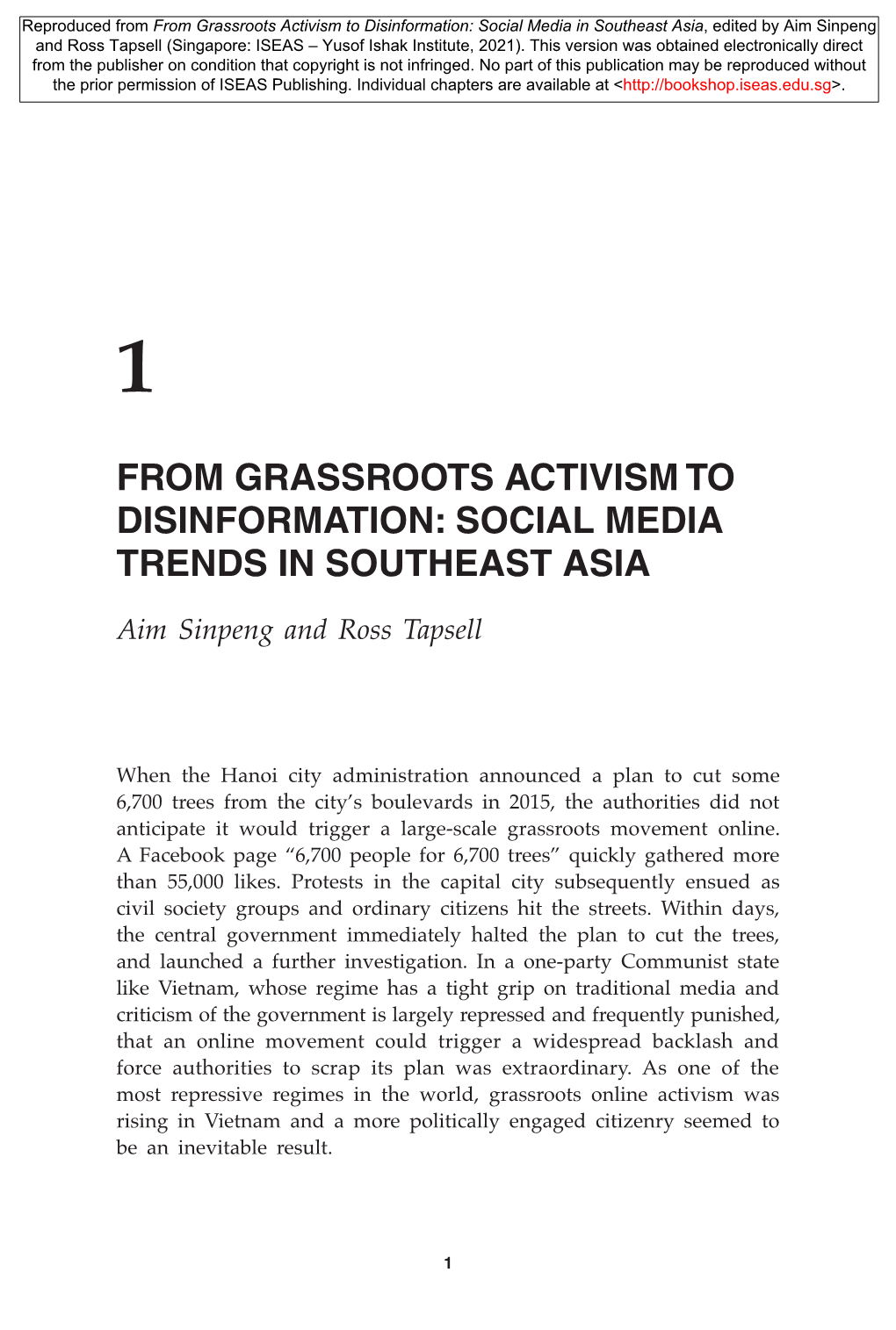 From Grassroots Activism to Disinformation: Social Media Trends in Southeast Asia