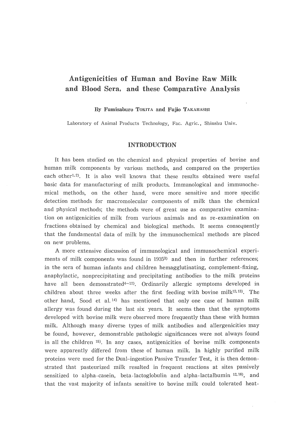 Antigenicities of Human and Bovine Raw Milk and Blood Sera, and These Comparative Analysis