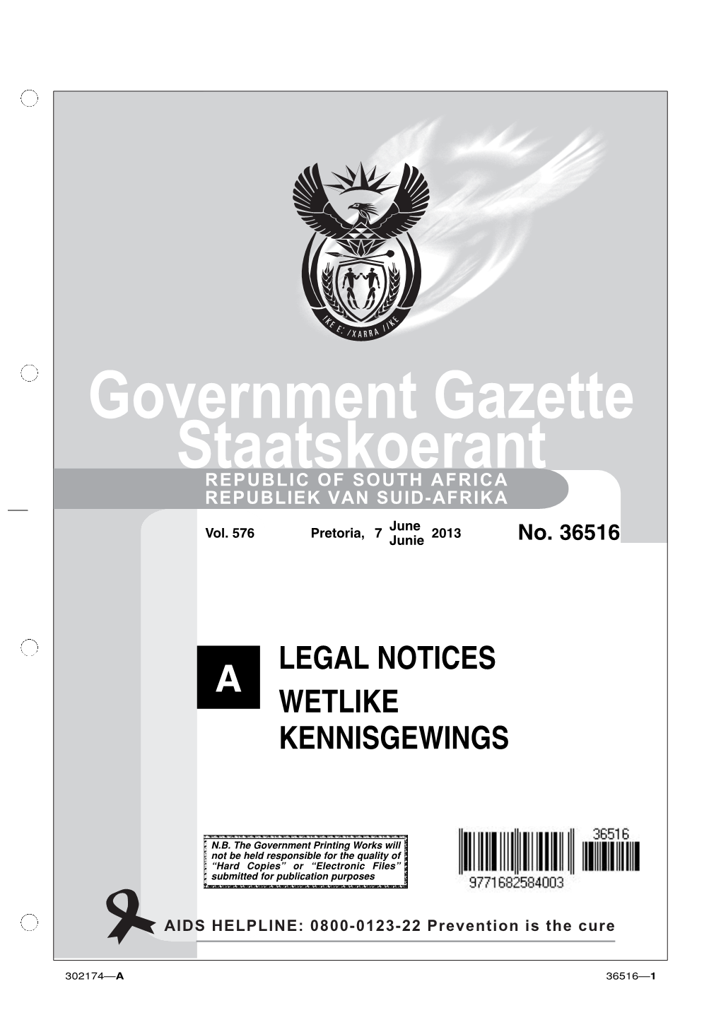 Government Gazette Staatskoerant REPUBLIC of SOUTH AFRICA REPUBLIEK VAN SUID-AFRIKA June Vol