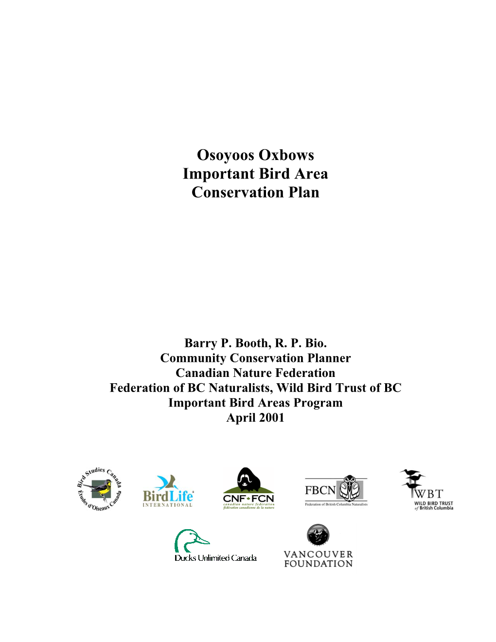 Osoyoos Oxbows Important Bird Area Conservation Plan