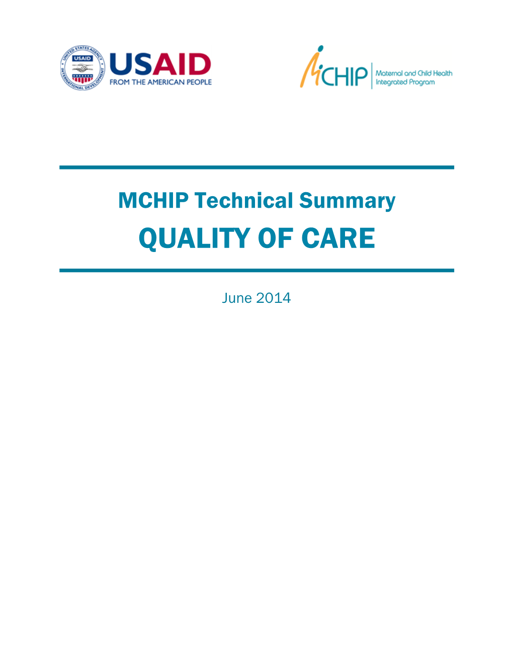 MCHIP Technical Summary QUALITY of CARE