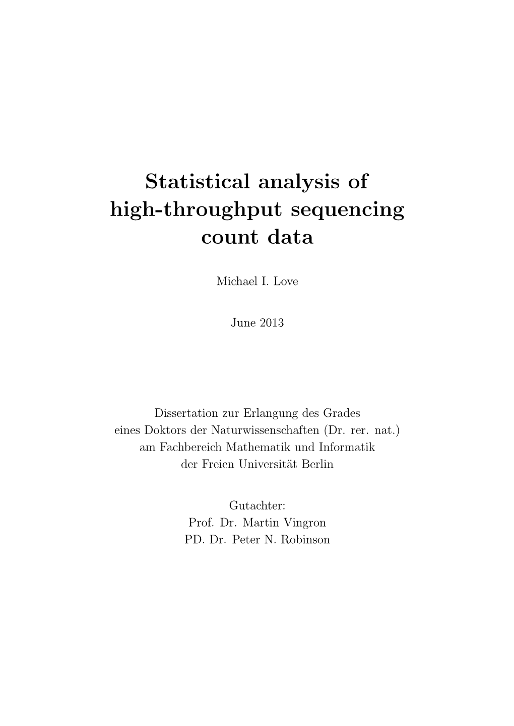 Statistical Analysis of High-Throughput Sequencing Count Data