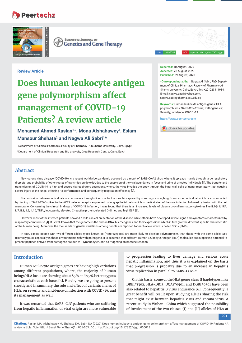 Does Human Leukocyte Antigen Gene Polymorphism Affect Management of COVID-19 Patients? a Review Article
