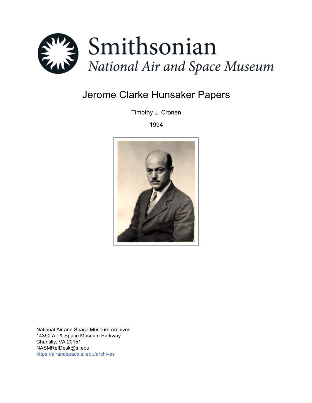 Jerome Clarke Hunsaker Papers