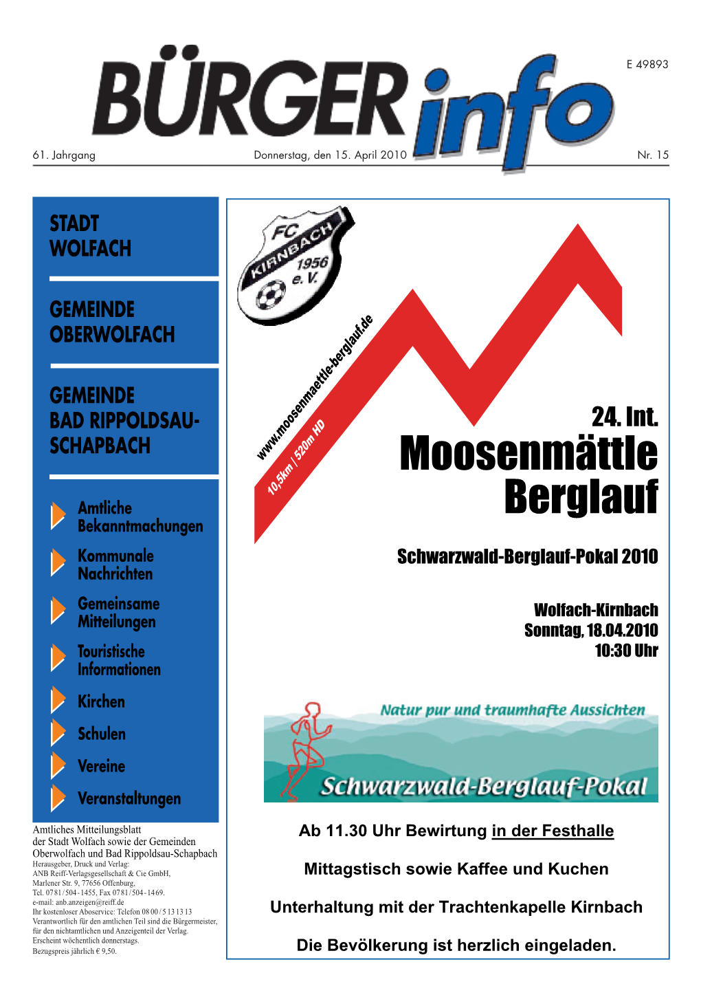 Moosenmättle Berglaufs Am Sonntag, Den 11.45 Uhr D-Jgd