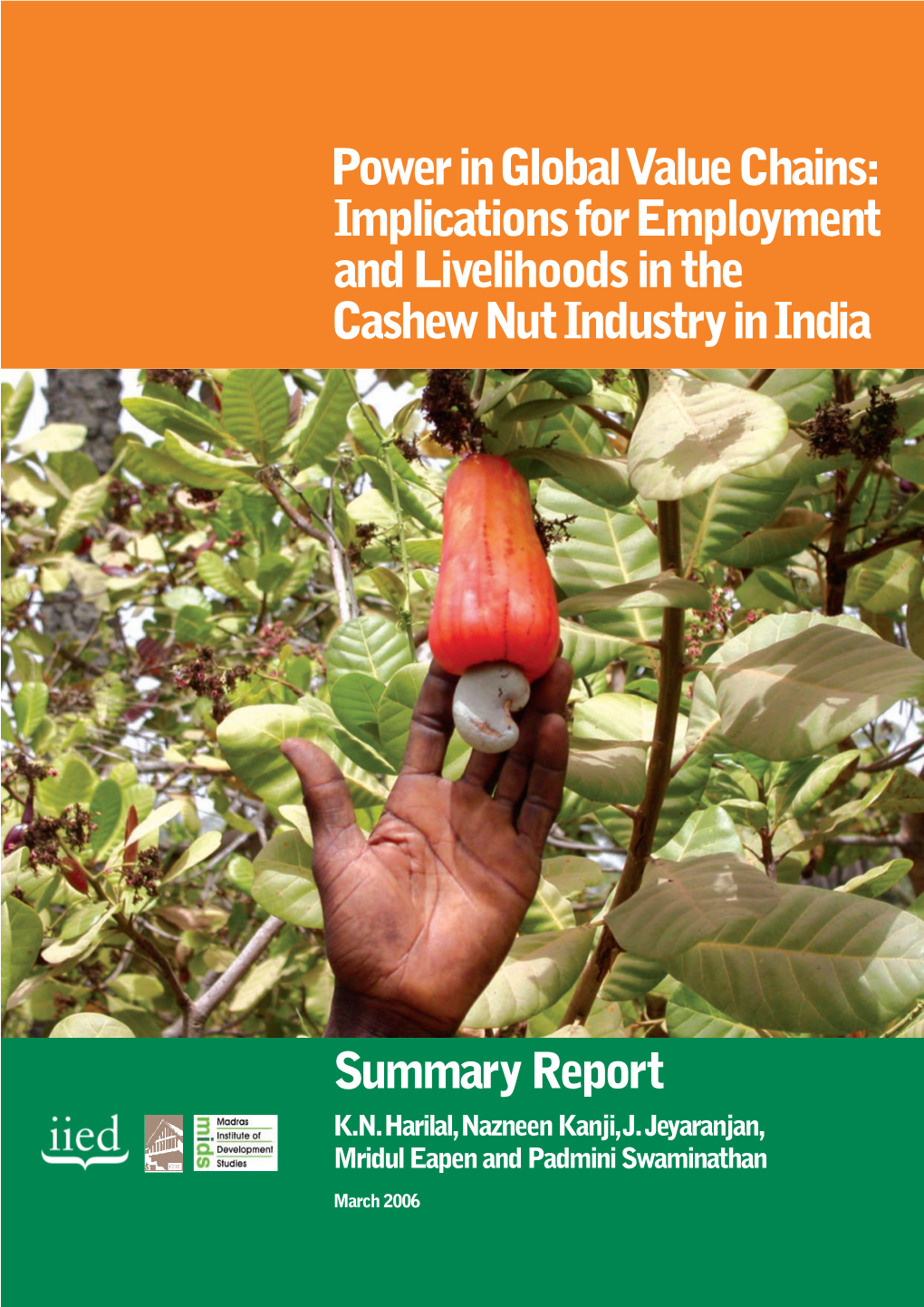 Implications for Employment and Livelihoods in the Cashew Nut Industry in India