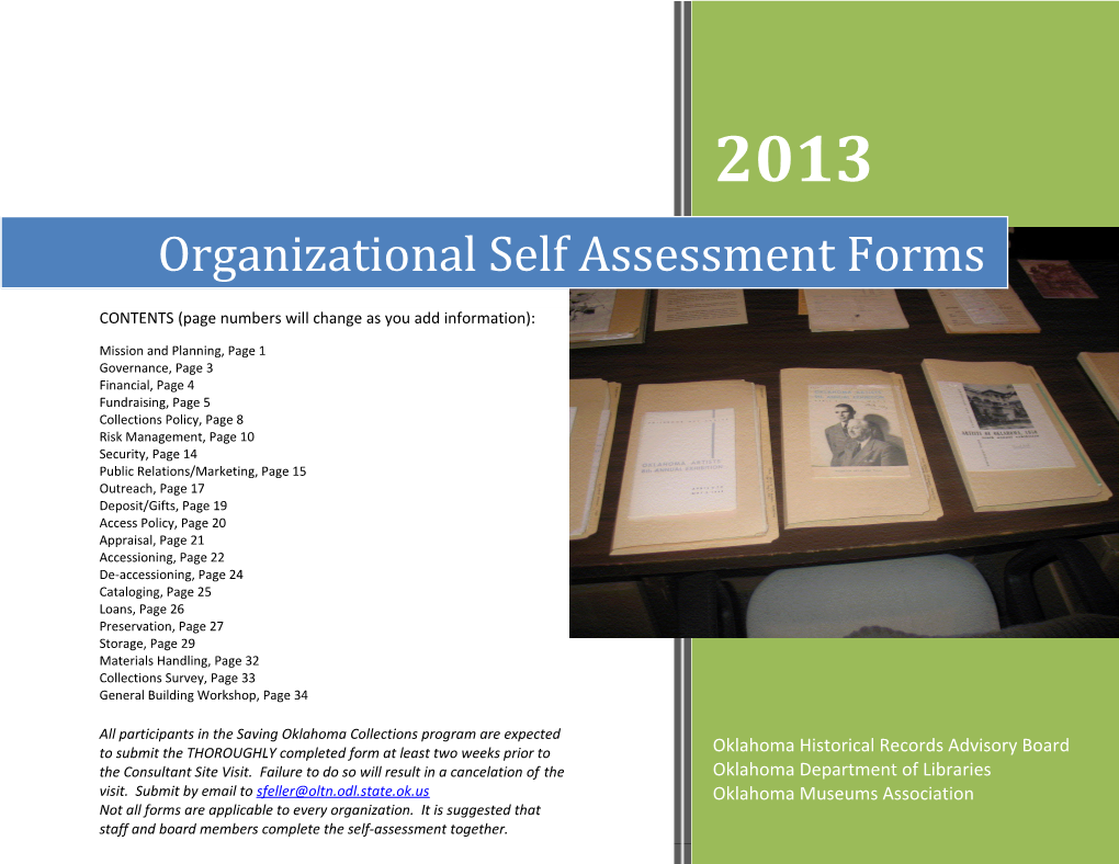 Organizational Self Assessment Forms