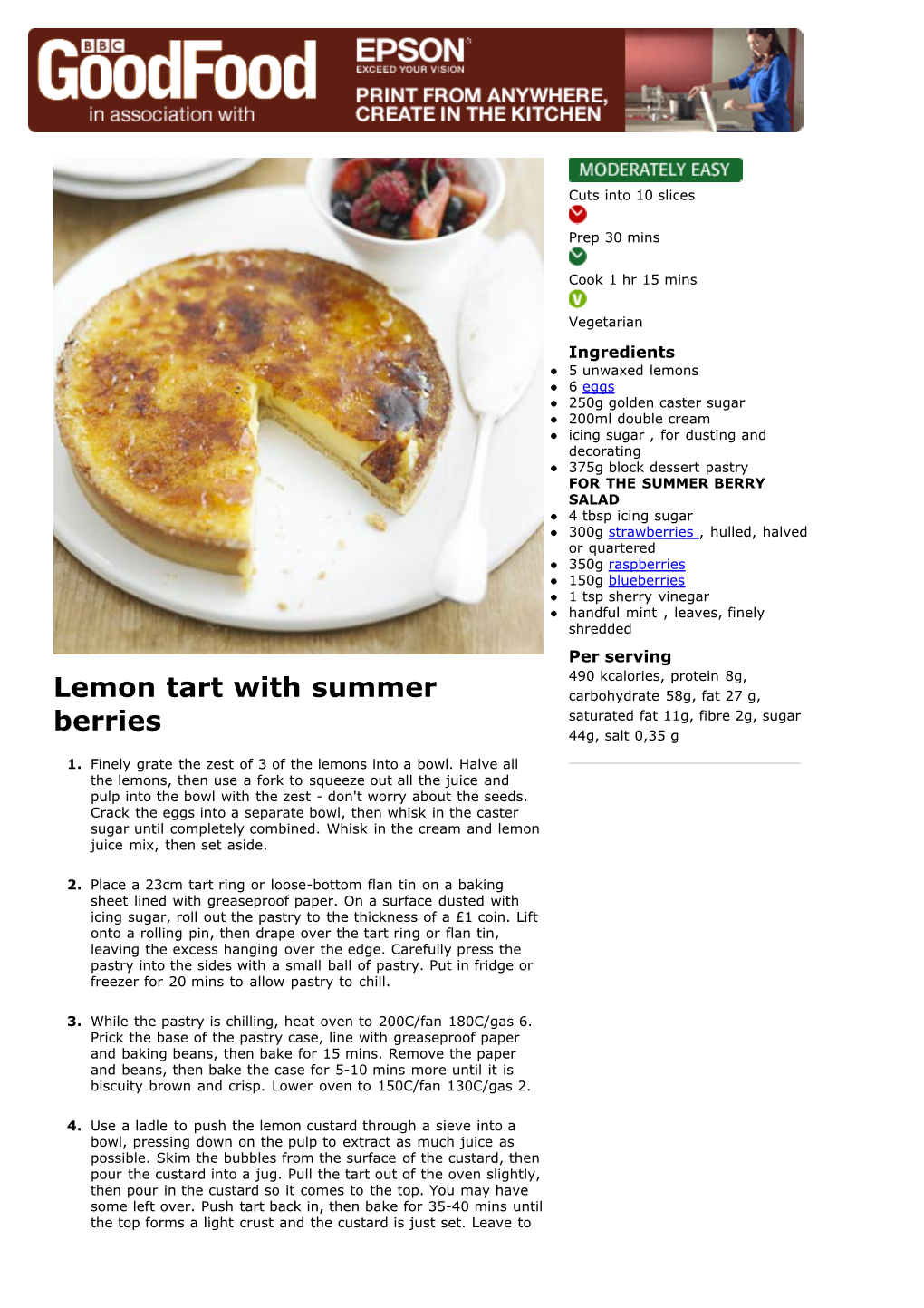 Lemon Tart with Summer Berries Recipe