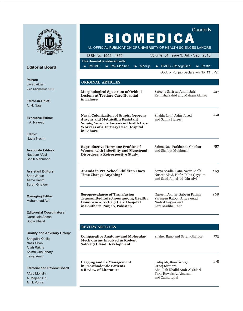 Biomedica Editorial Board