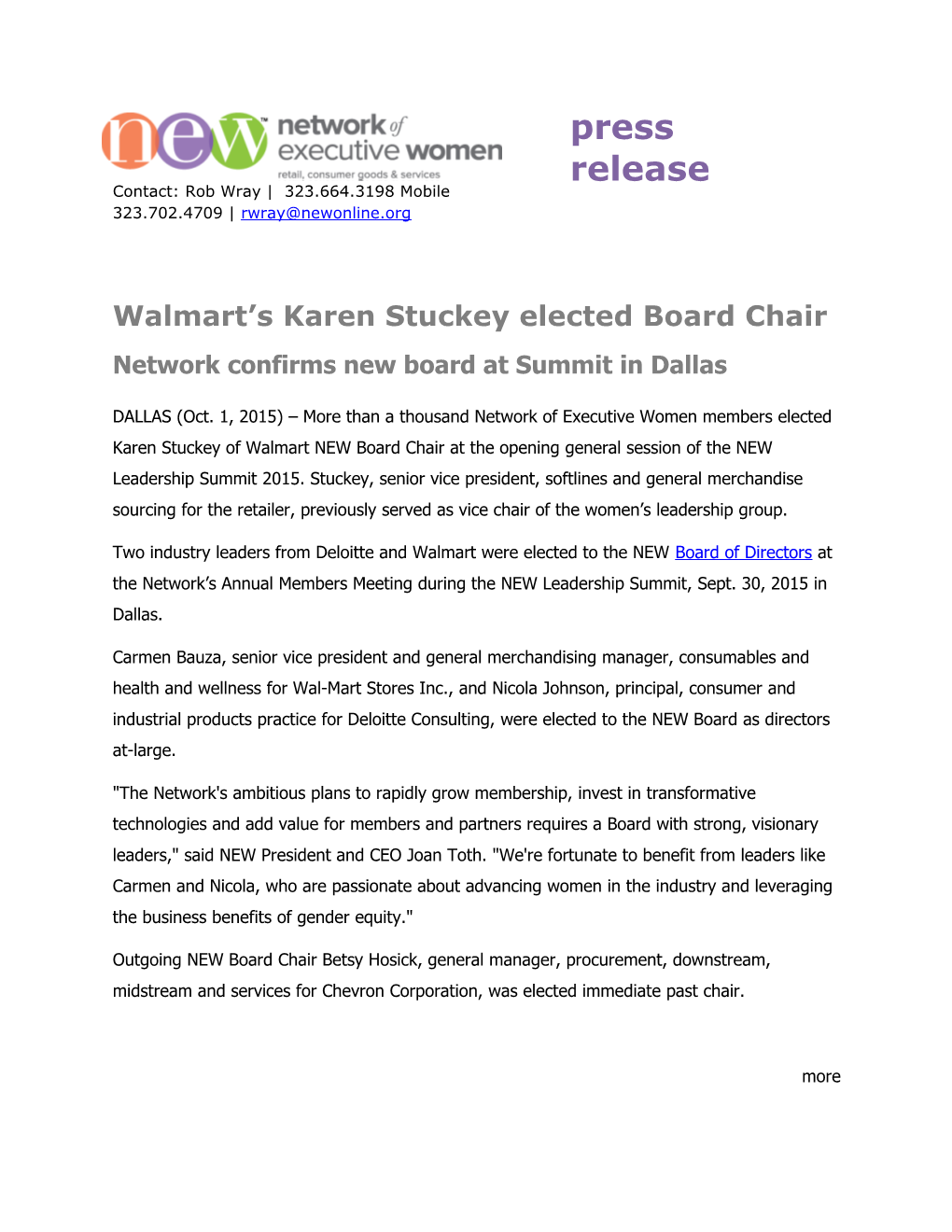 Walmart S Karen Stuckey Elected Board Chair