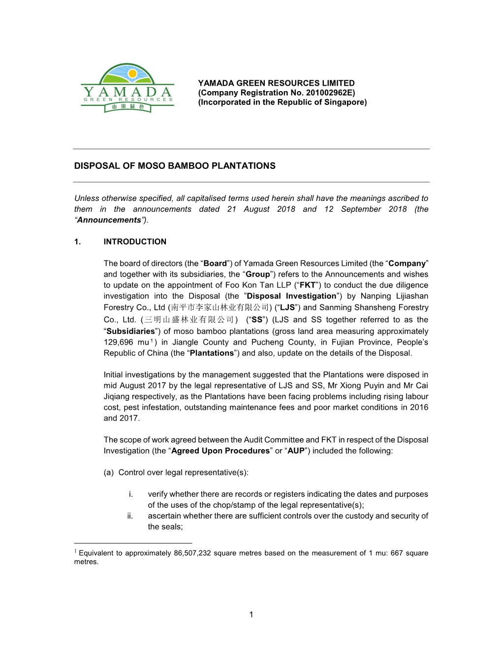 Disposal of Moso Bamboo Plantations