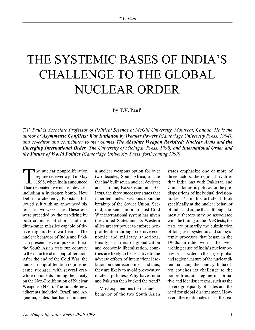 Npr 6.1: the Systemic Bases of India's Challenge to The