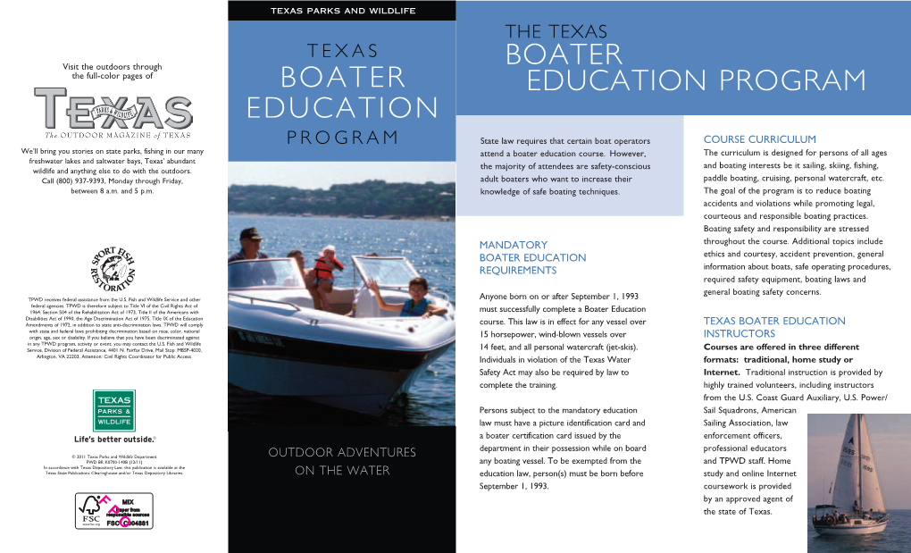 Boater Education Program Brochure