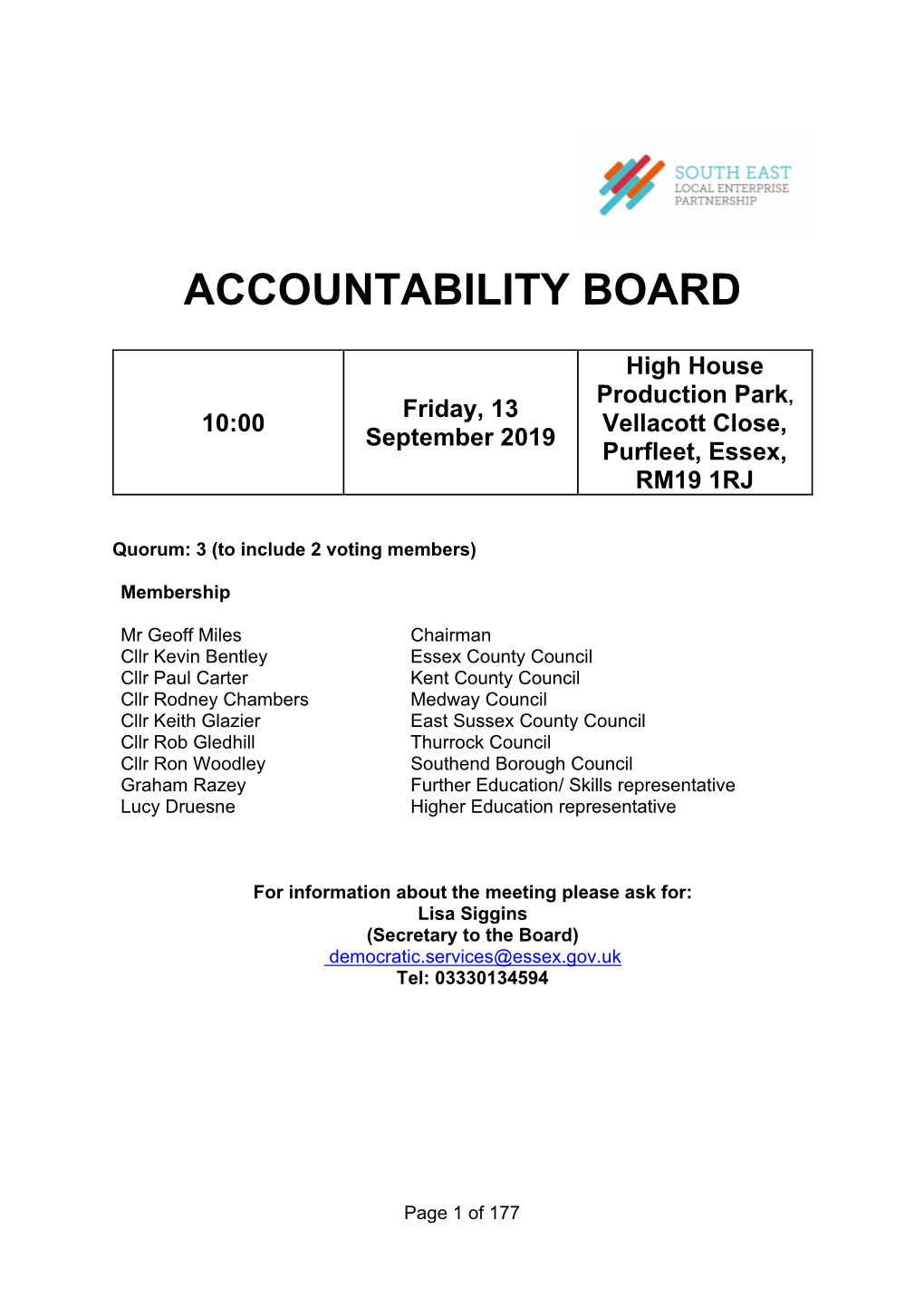 Accountability Board on 13Th September 2019