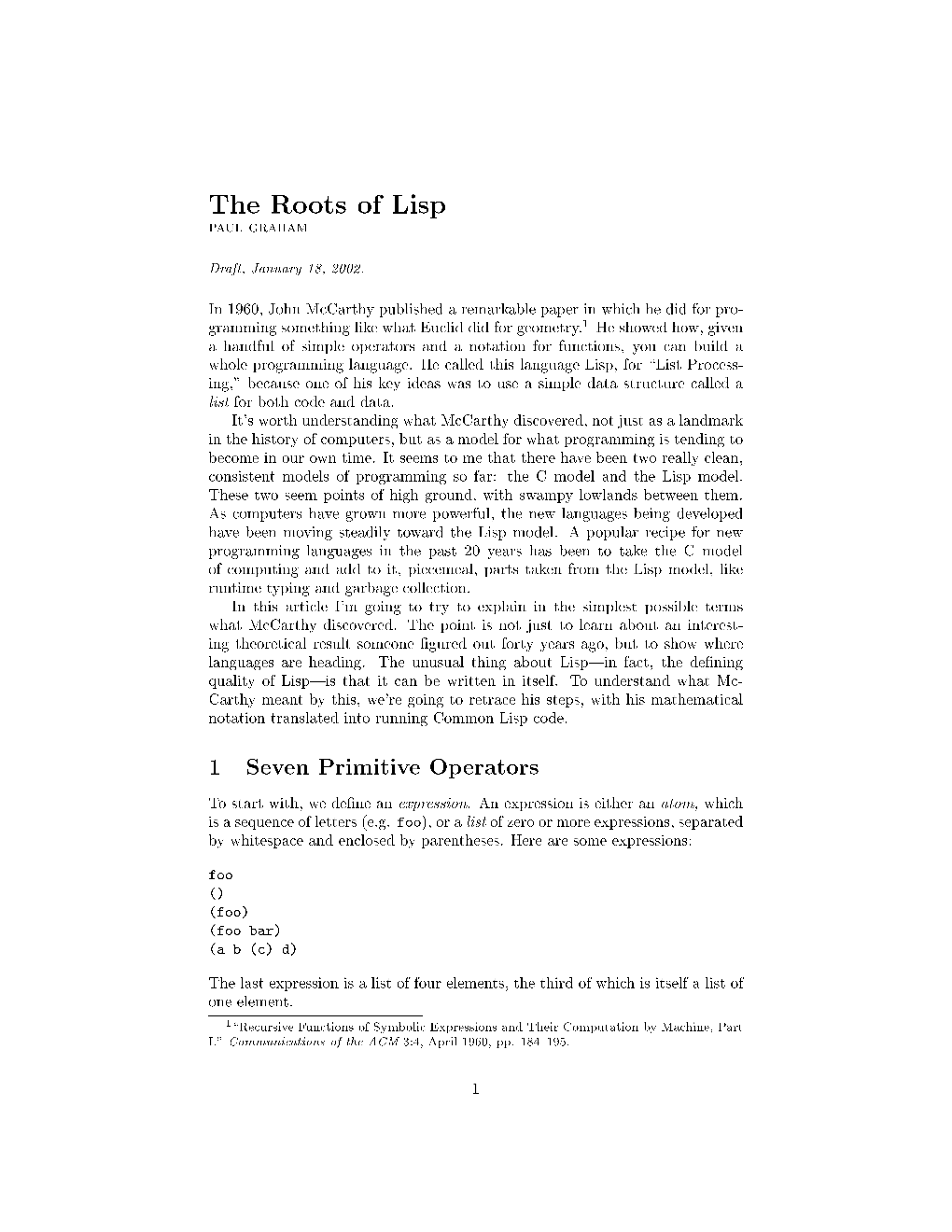 The Roots of Lisp