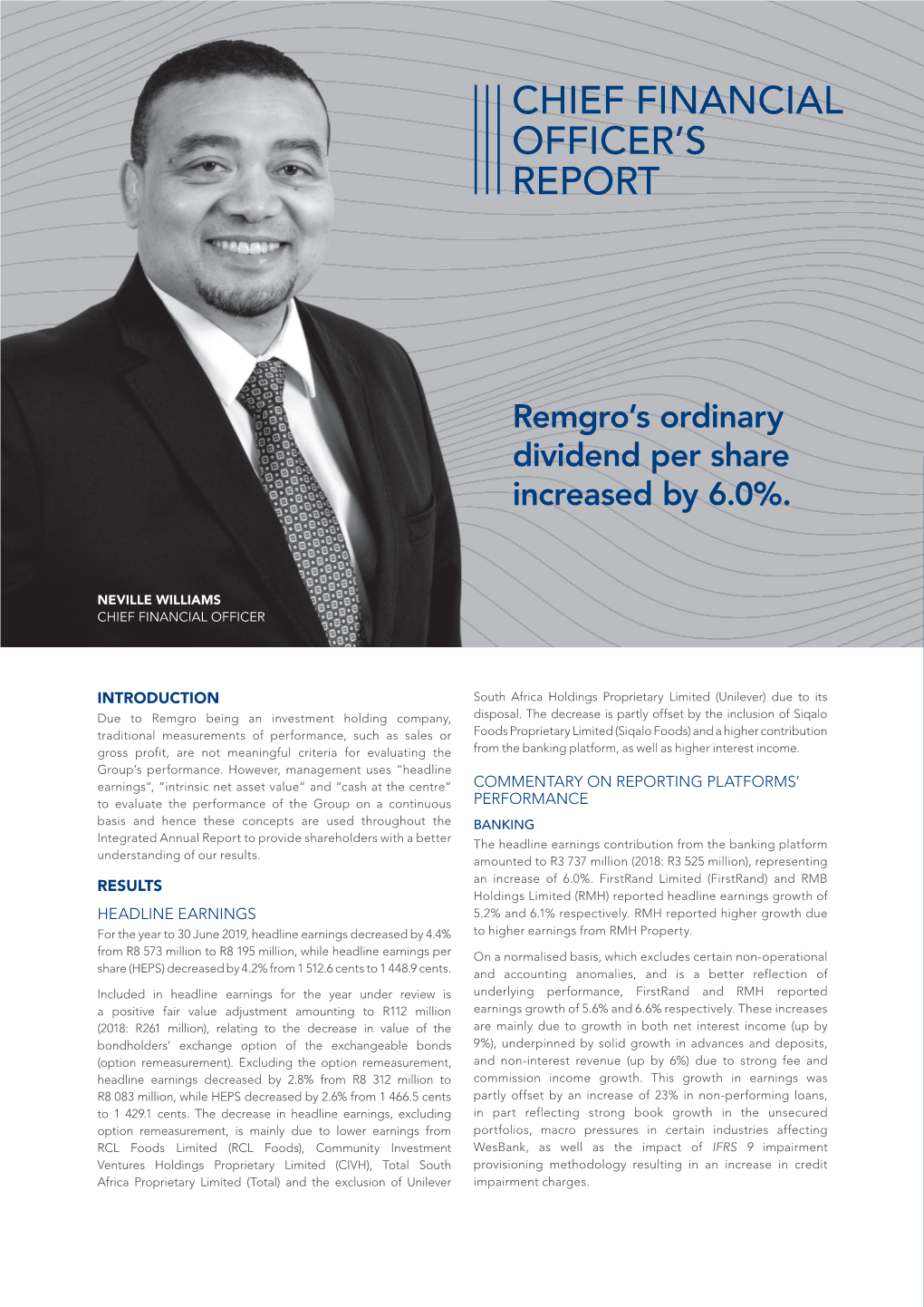 Chief Financial Officer's Report