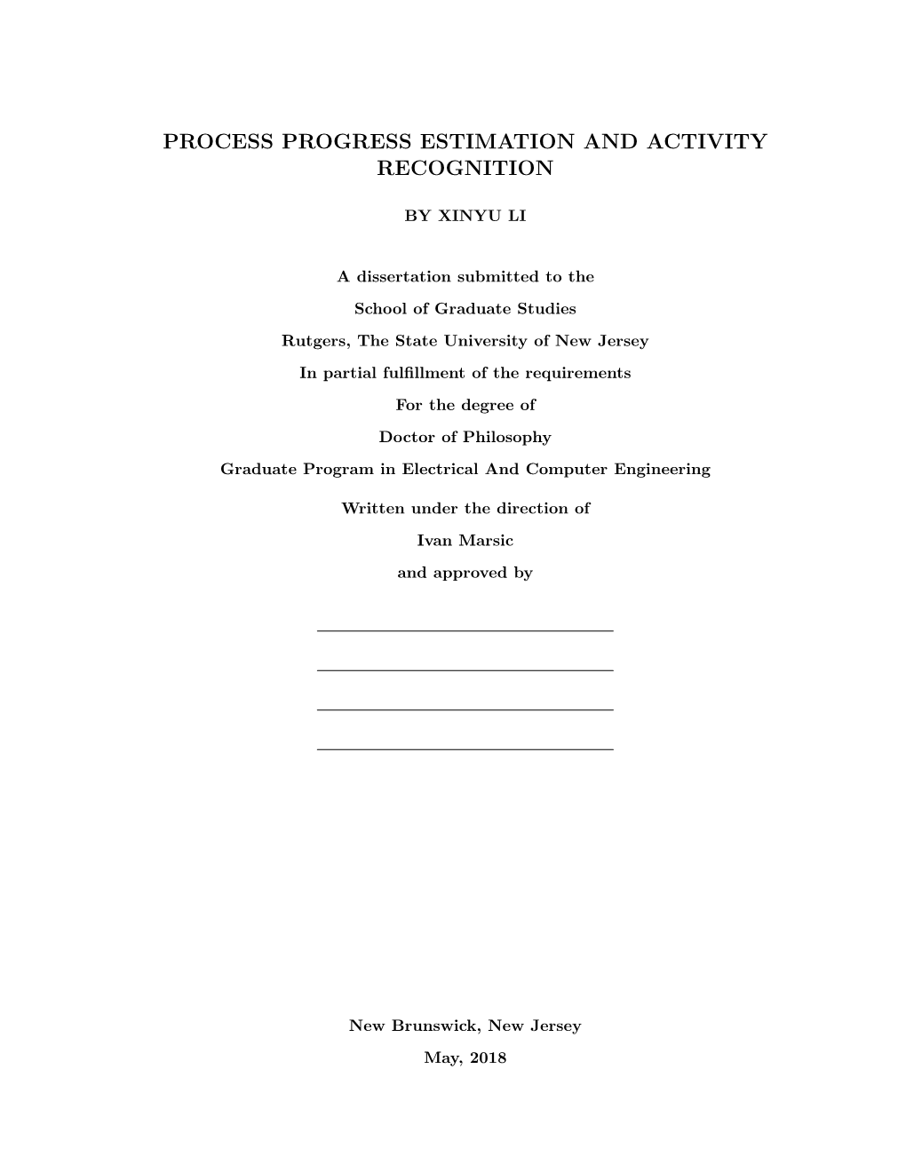 Process Progress Estimation and Activity Recognition