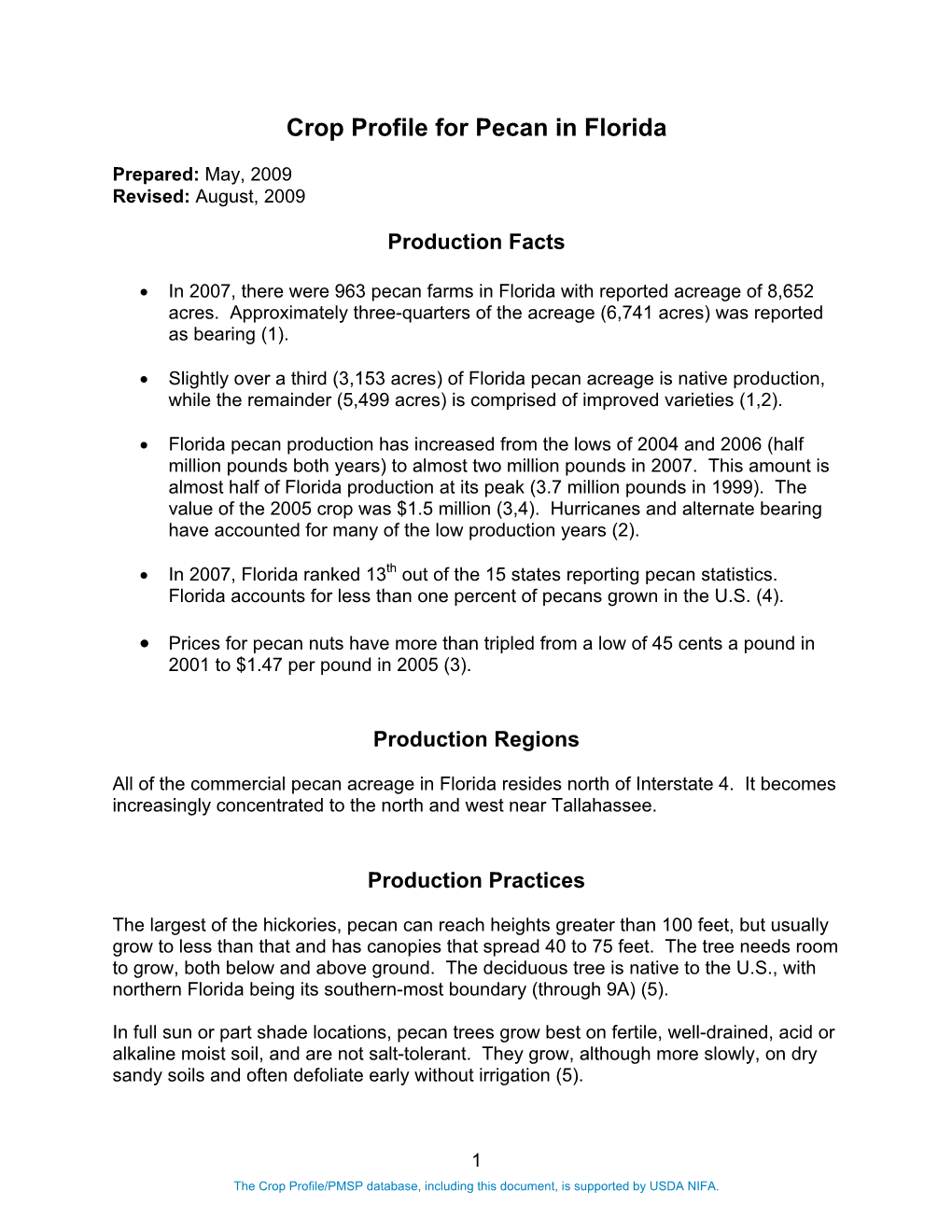 Crop Profile for Pecan in Florida