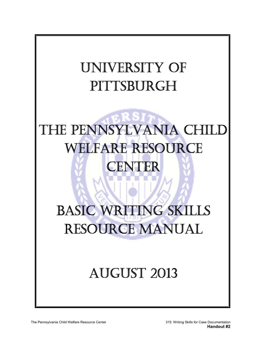 Handout 2: Basic Writing Skills Resource Guide