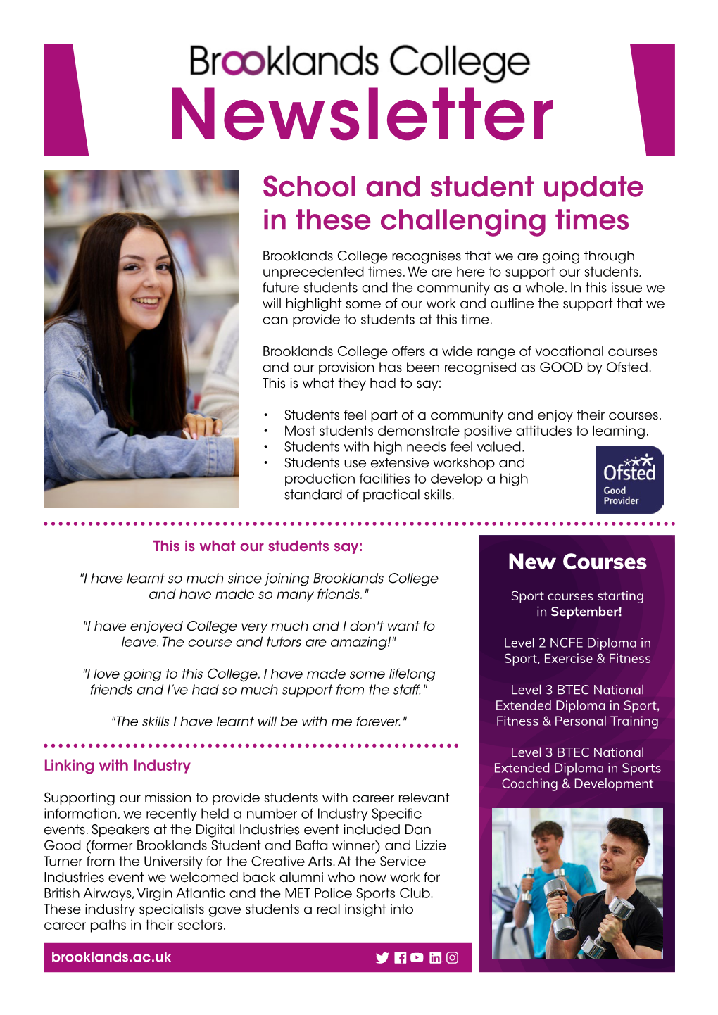 Newsletter School and Student Update in These Challenging Times