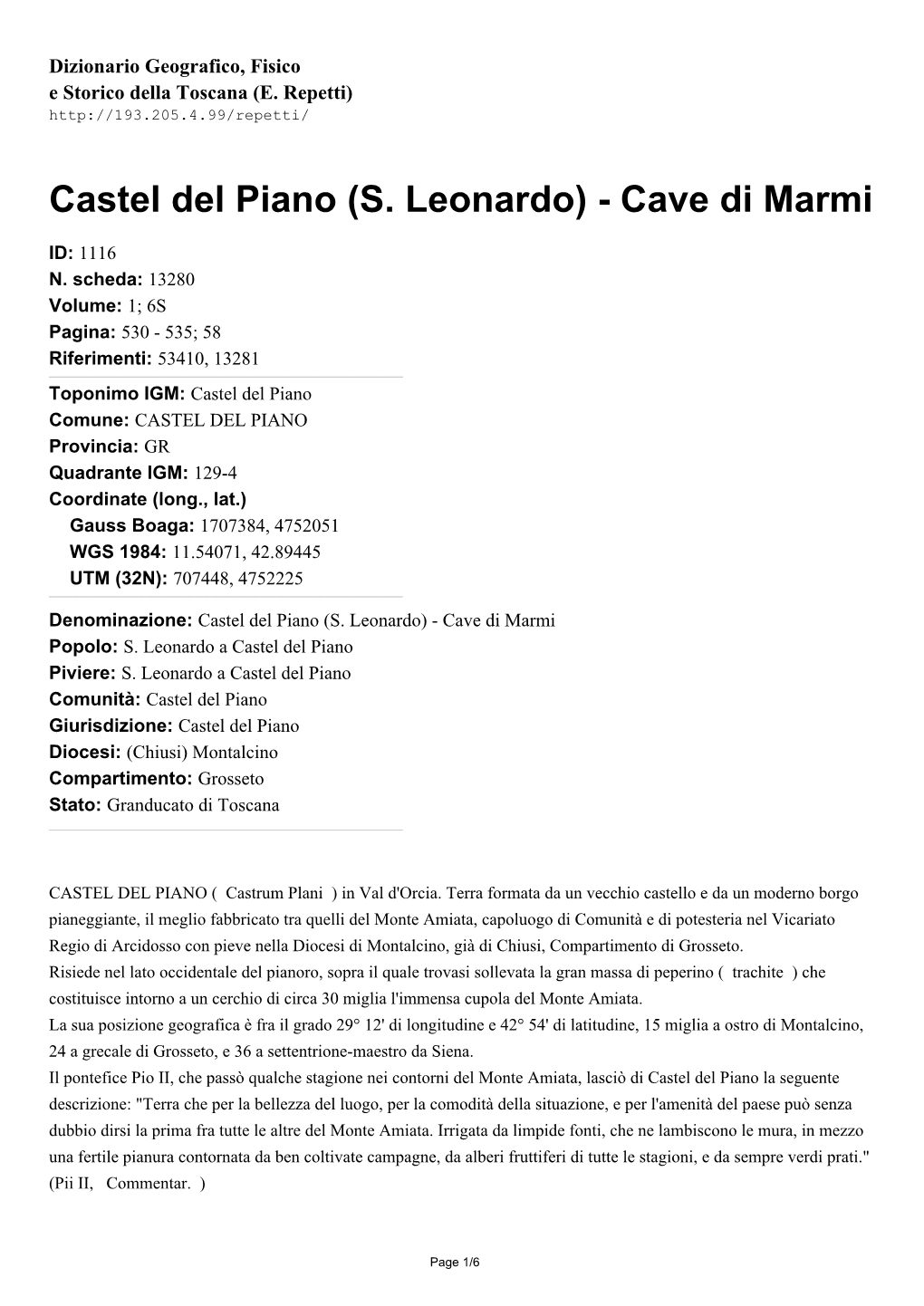 Castel Del Piano (S