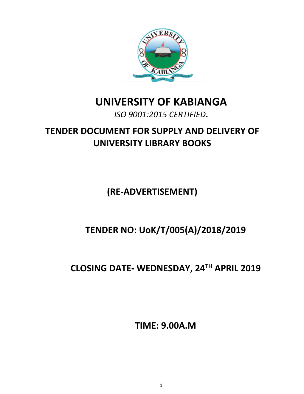 Tender Document for Supply and Delivery of University Library Books