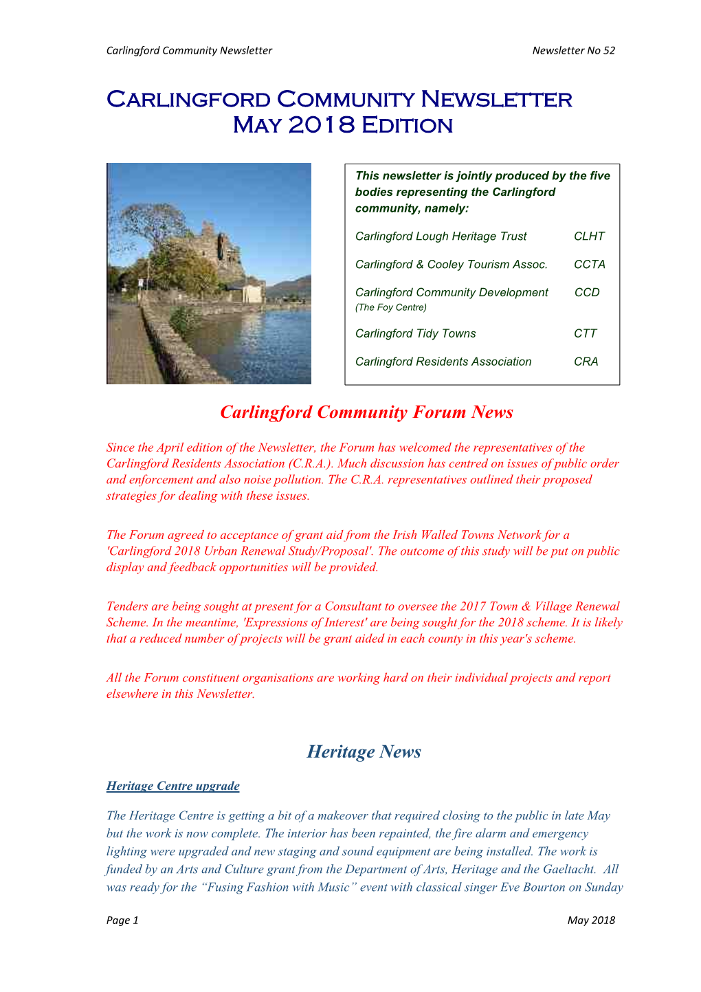 Carlingford Community Newsletter May 2018 Edition