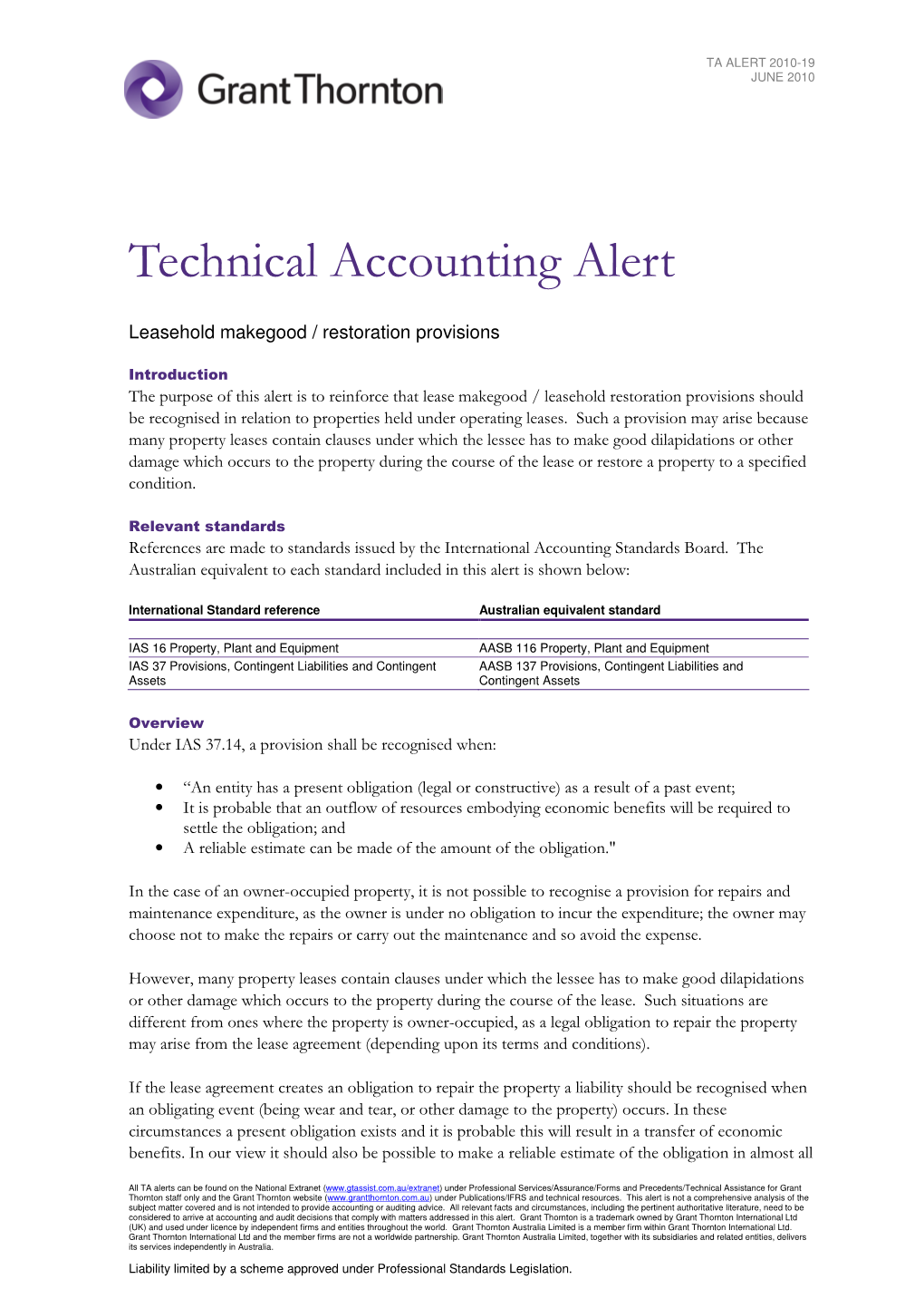 Technical Accounting Alert