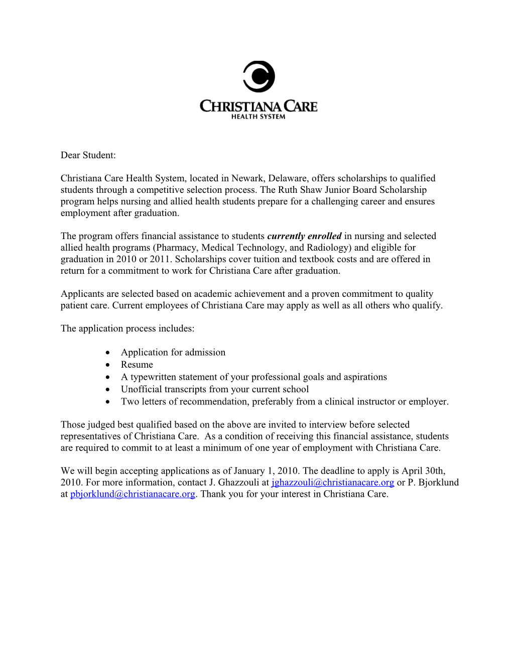 Christiana Care Health System, Located in Newark, Delaware, Offers Scholarships to Qualified