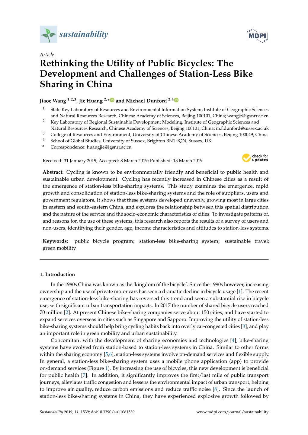 The Development and Challenges of Station-Less Bike Sharing in China