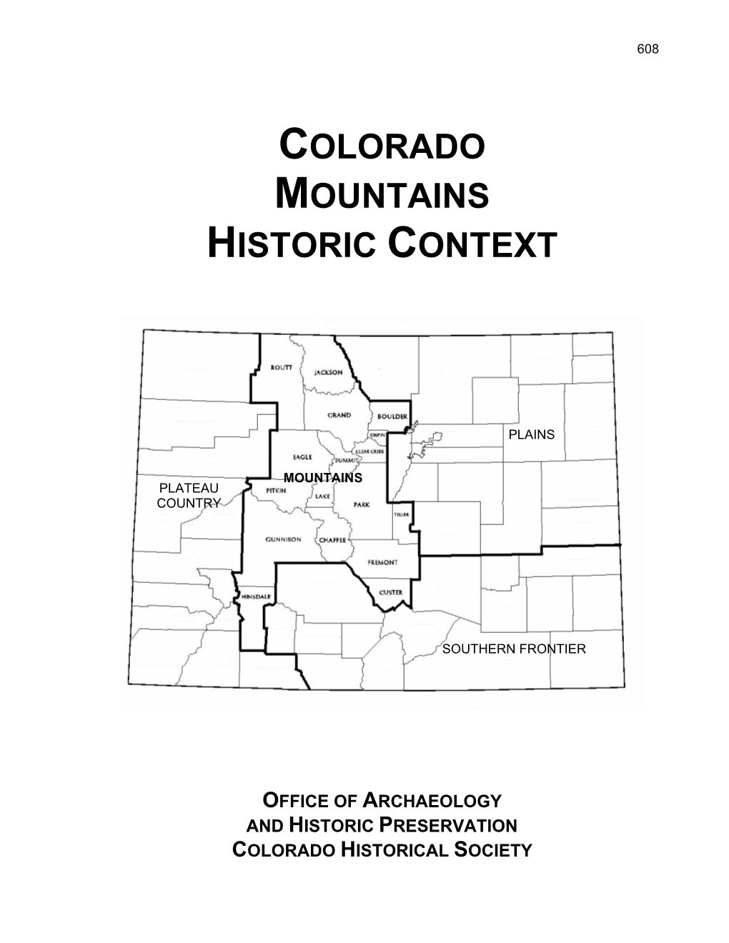 Colorado Mountains Historic Context