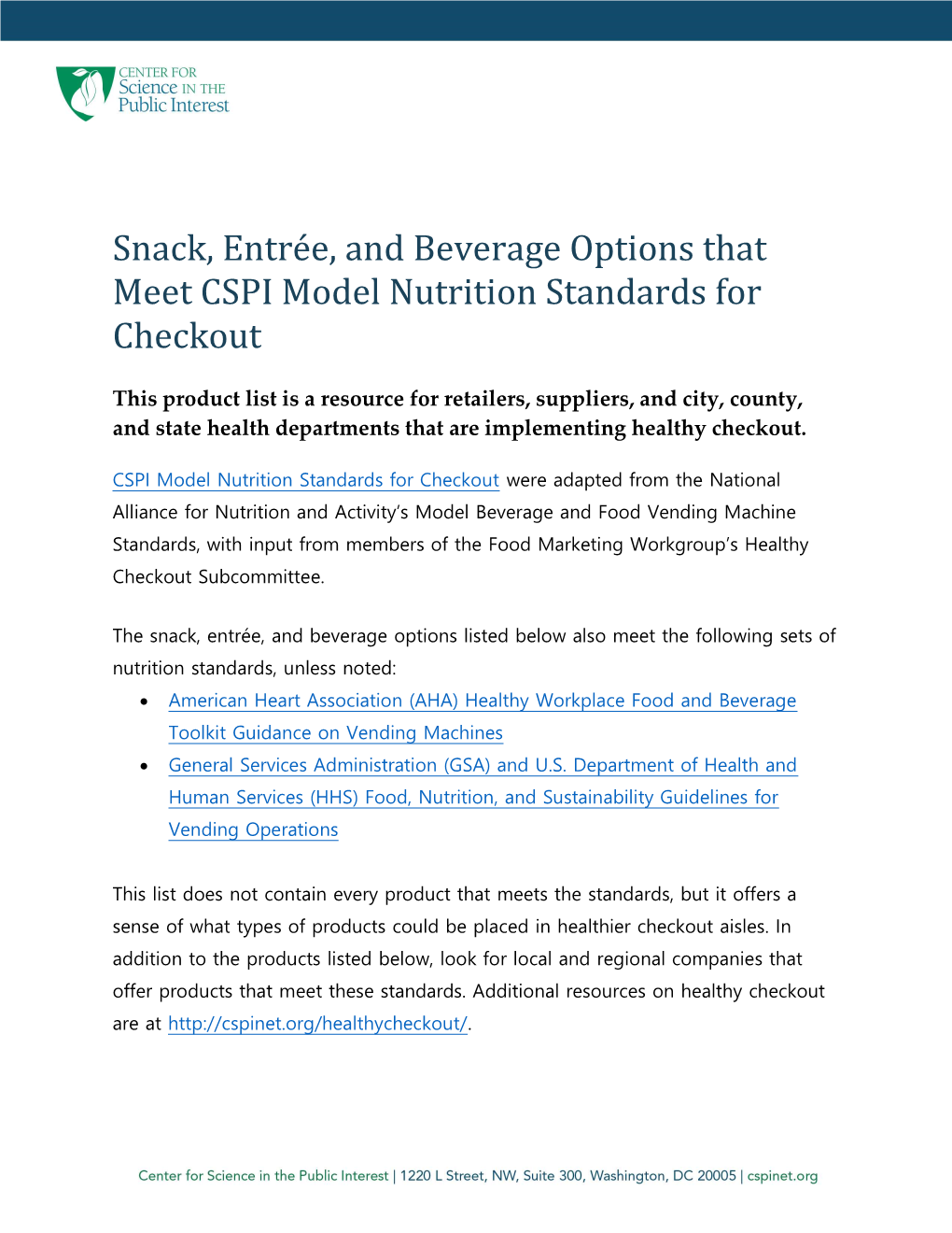 To Download a List of Snacks, Beverages, and Entreés That Meet the Model Nutrition