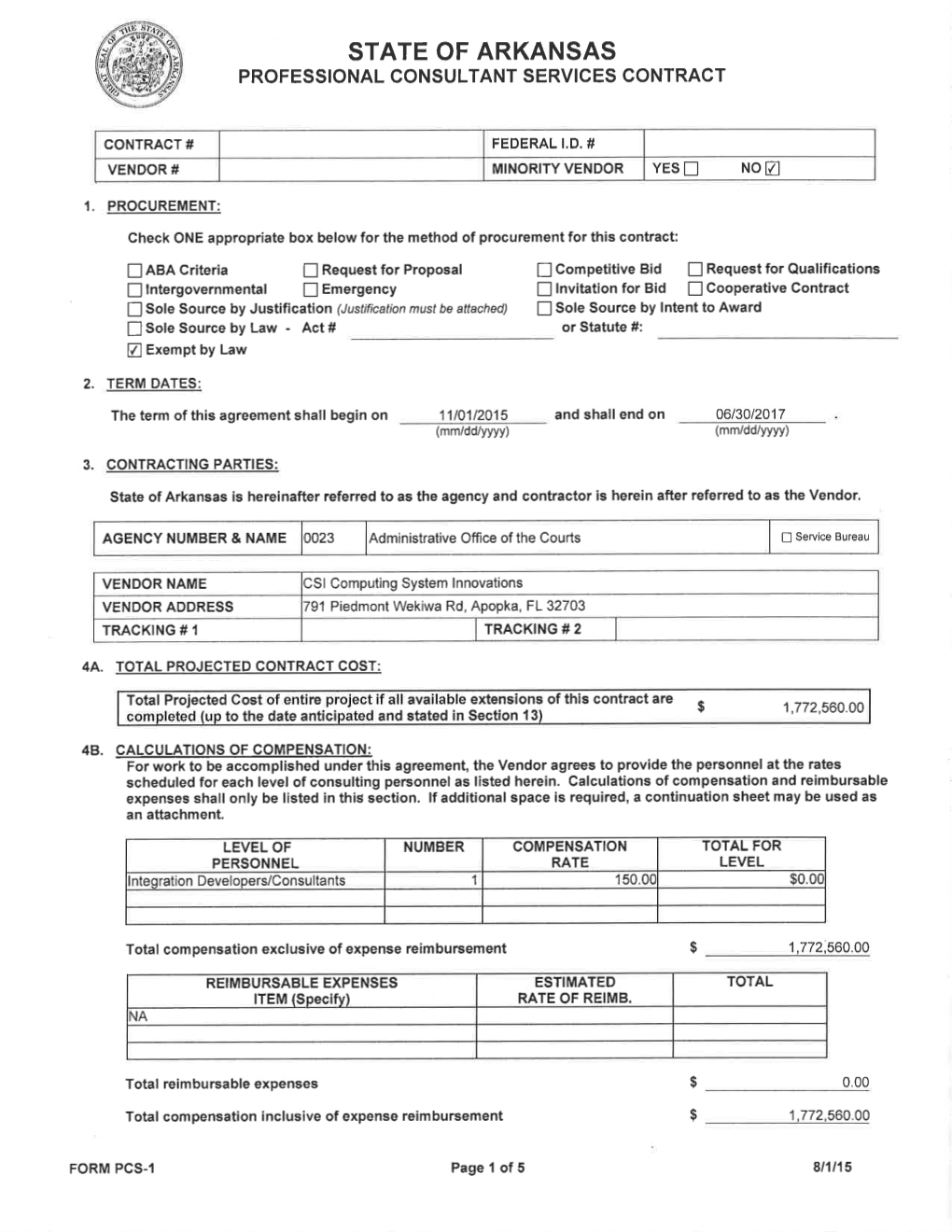 CSI Base Master Services Agreement and Software License