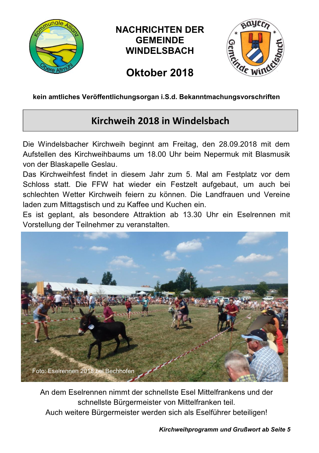Oktober 2018 Kirchweih 2018 in Windelsbach