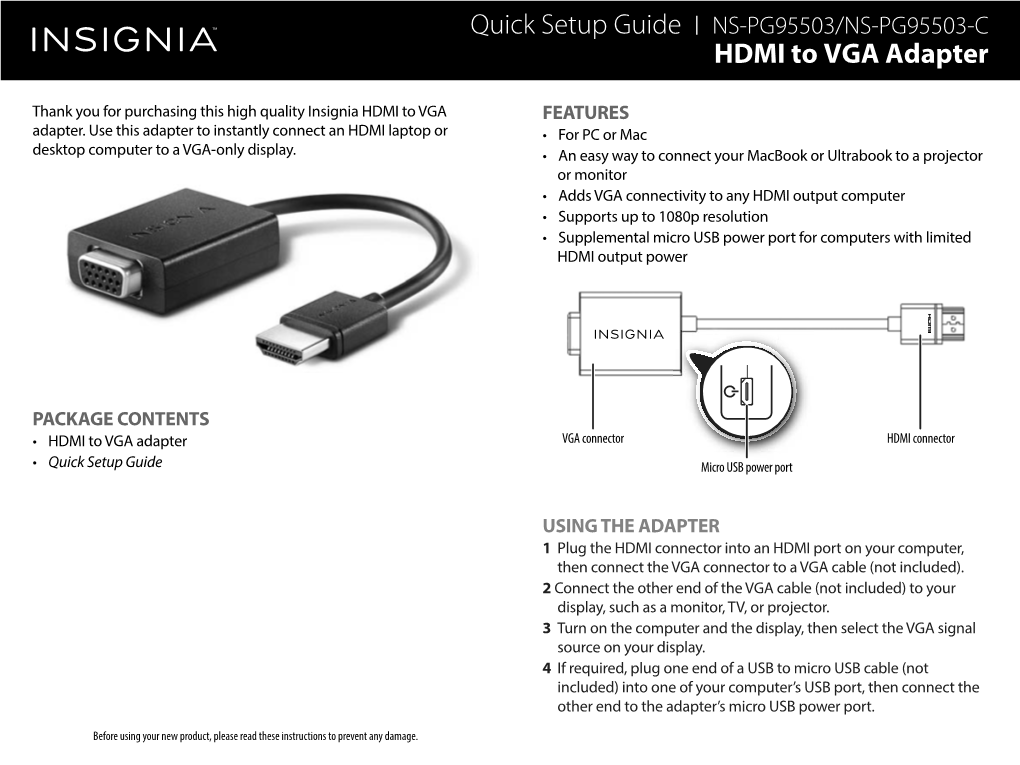 HDMI to VGA Adapter