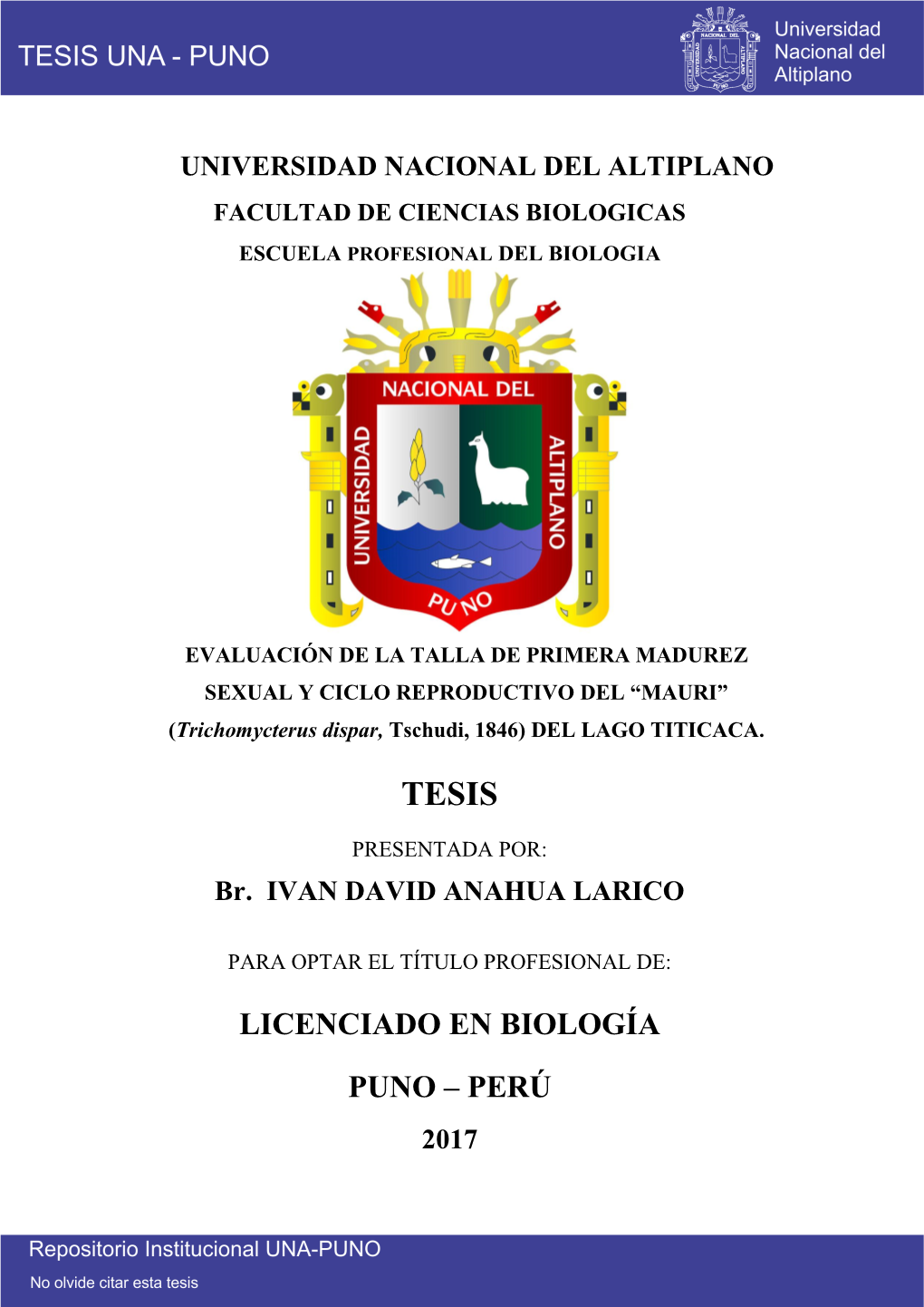 Licenciado En Biología Puno – Perú