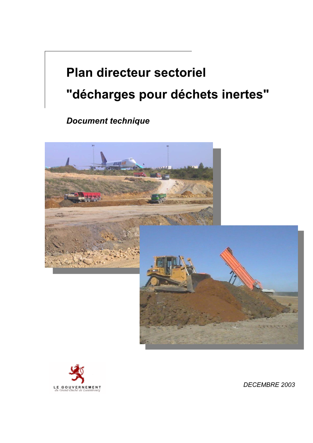 Plan Directeur Sectoriel "Décharges Pour Déchets Inerte (Document