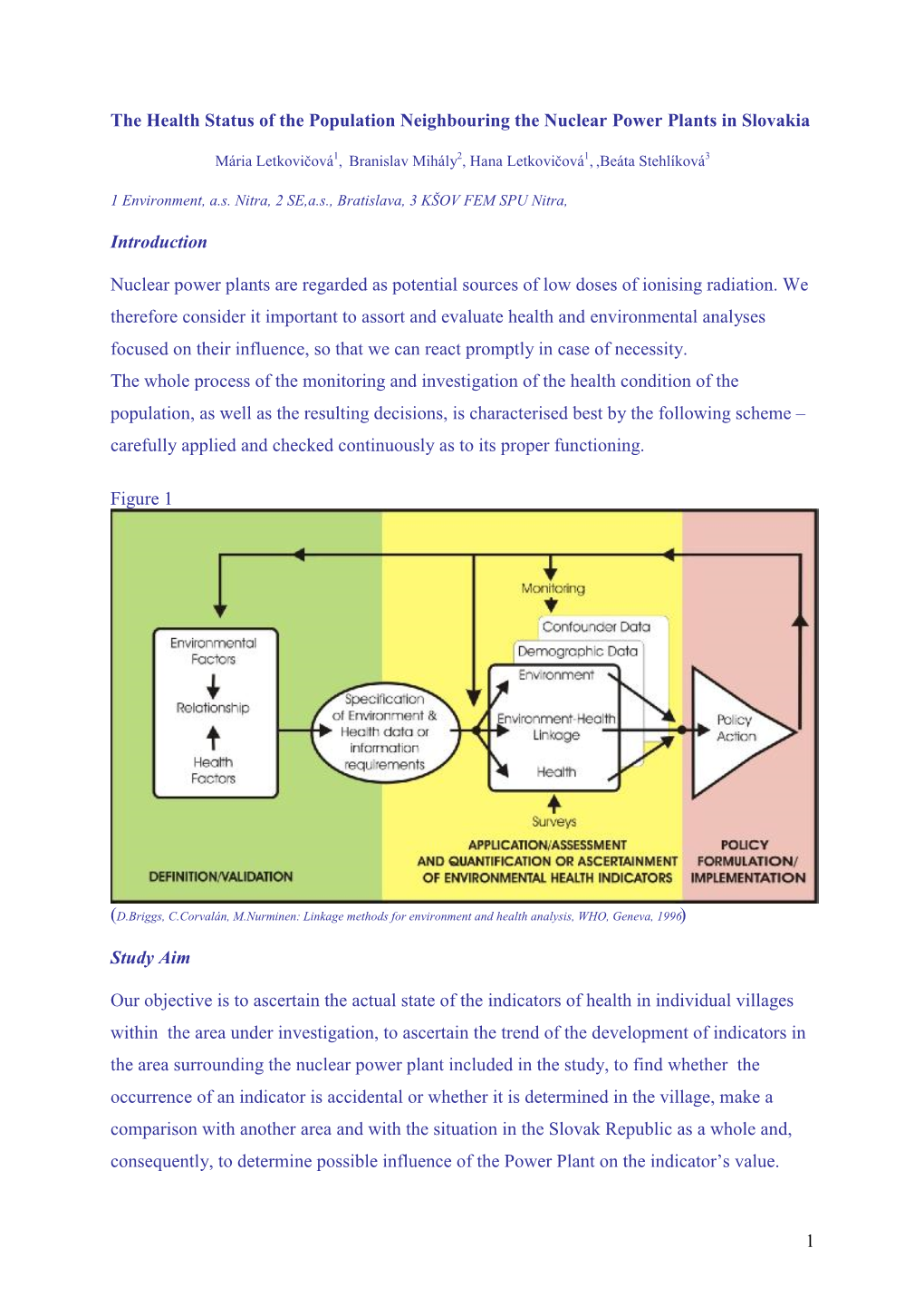 1 the Health Status of the Population Neighbouring the Nuclear Power