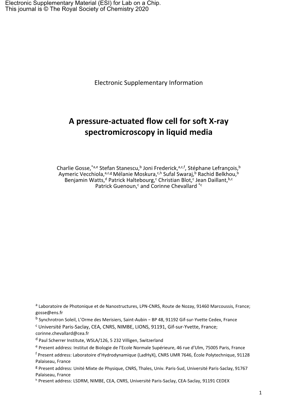 A Pressure-Actuated Flow Cell for Soft X-Ray Spectromicroscopy in Liquid Media