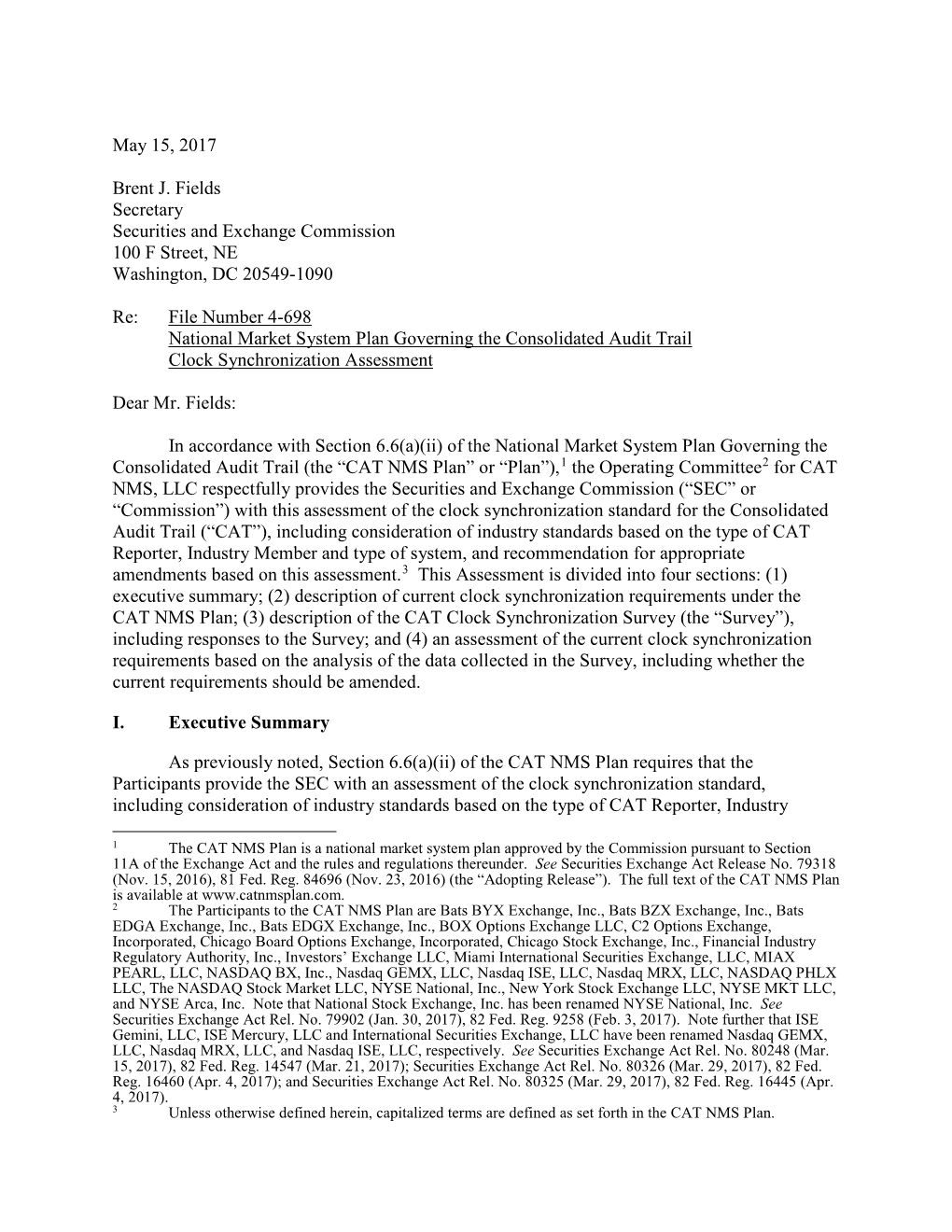 National Market System Plan Governing the Consolidated Audit Trail Clock Synchronization Assessment