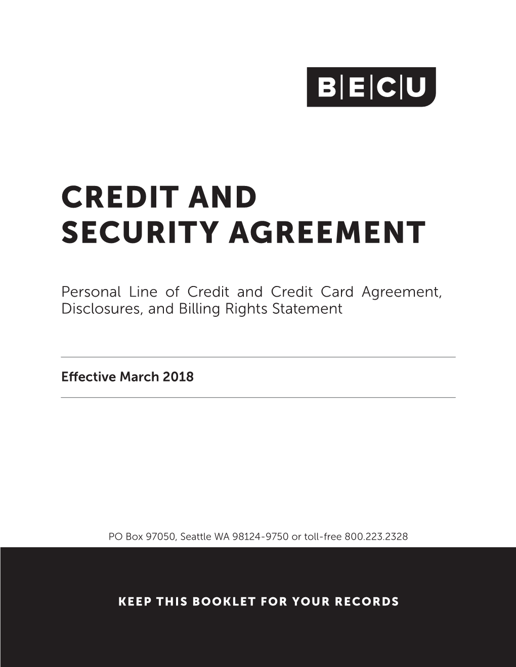 Master Credit Agreement Packet