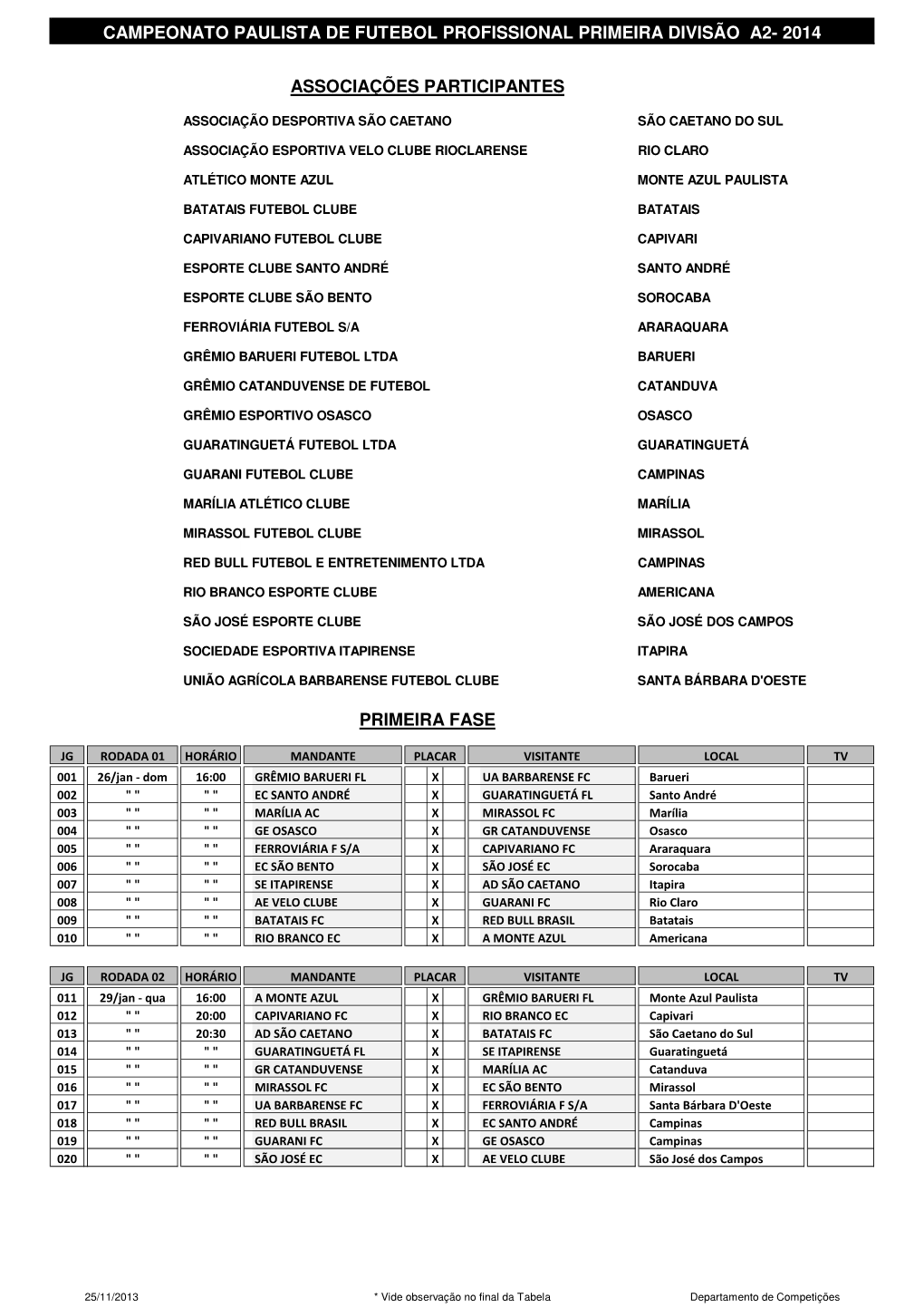 (Tabela Campeonato Paulista S\311Rie A2