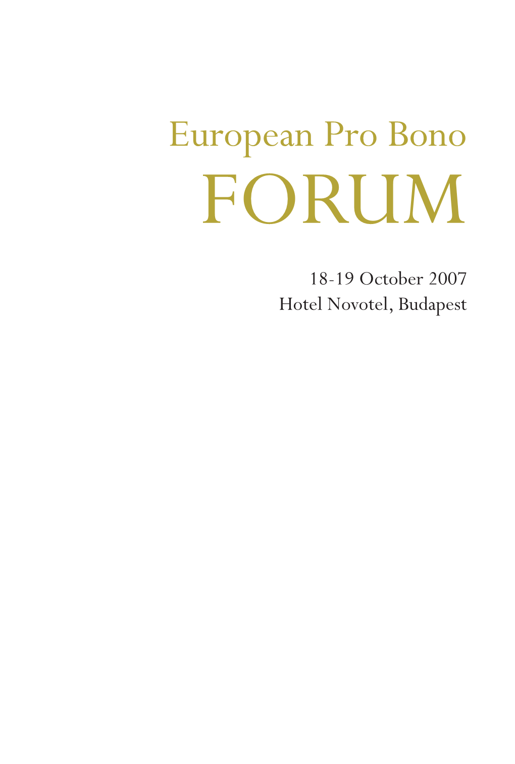 European Pro Bono FORUM