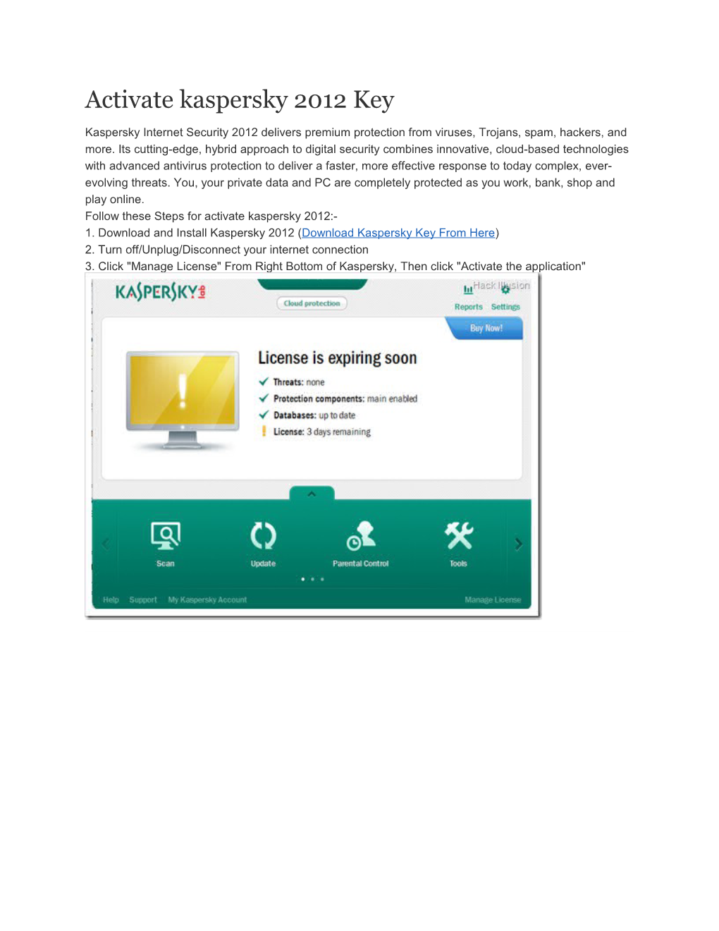 Follow These Steps for Activate Kaspersky 2012