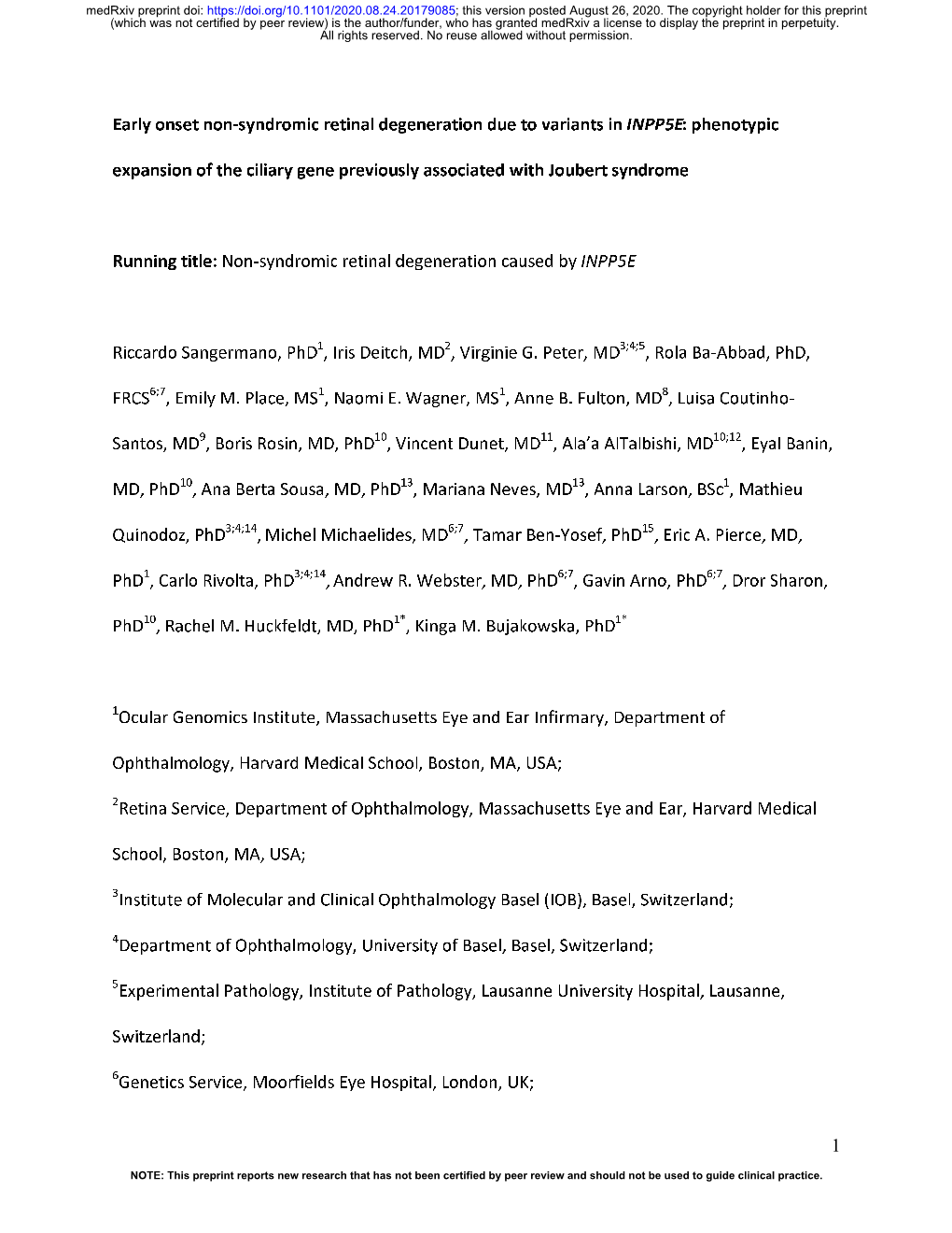 Early Onset Non-Syndromic Retinal Degeneration Due to Variants in INPP5E: Phenotypic