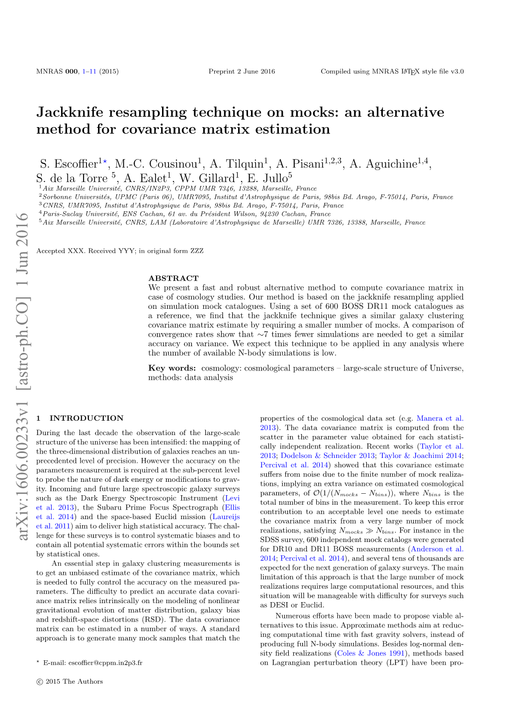 Jackknife Resampling Technique on Mocks: an Alternative Method for Covariance Matrix Estimation